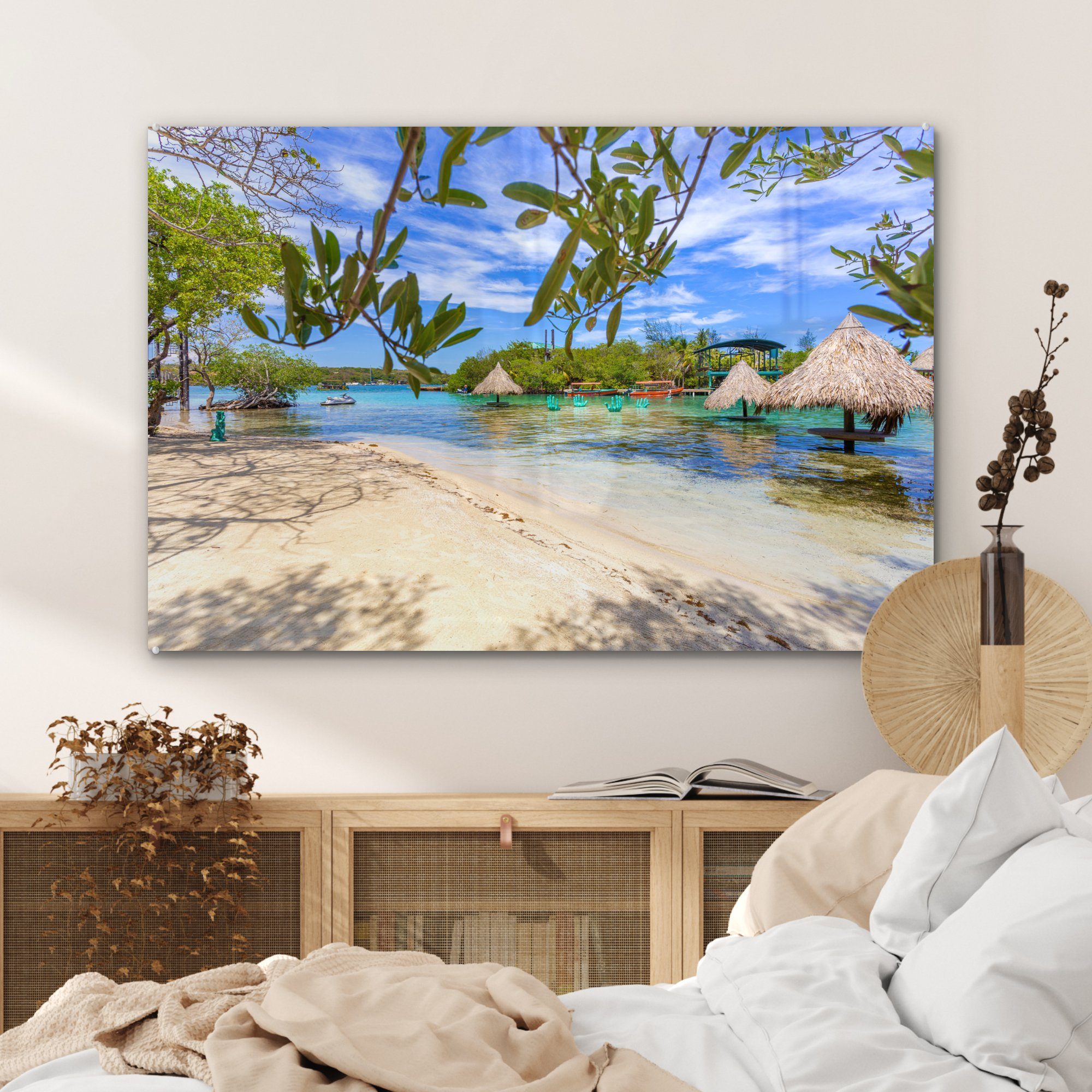 (1 Acrylglasbild & Islands, Acrylglasbilder der Wohnzimmer Bay St), MuchoWow Schlafzimmer Strand