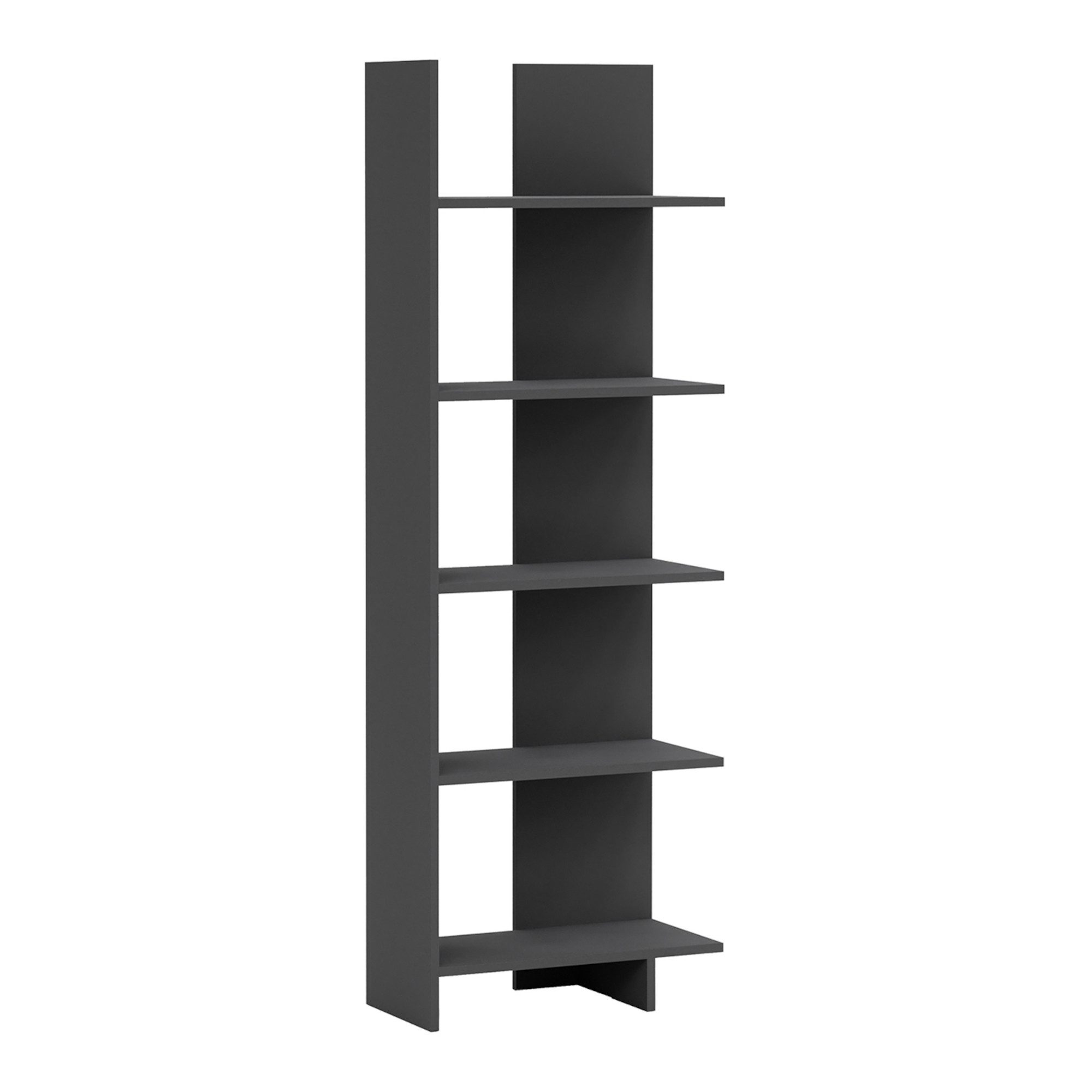 en.casa Bücherregal, »Vireftere« 176 x 62 x 29 cm mit 5 Ablagen Grau