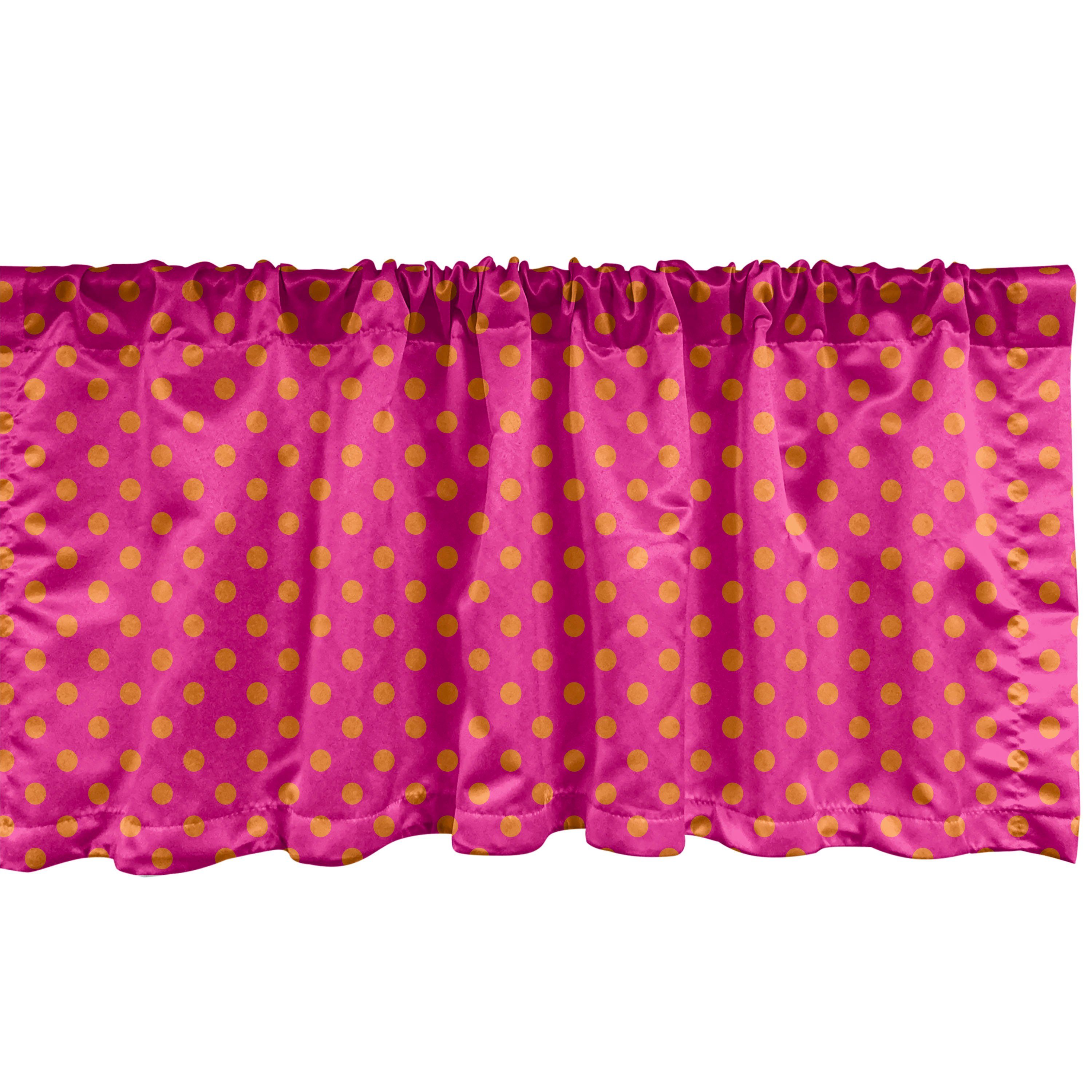 Scheibengardine Vorhang Volant für Küche Schlafzimmer Dekor mit Stangentasche, Abakuhaus, Microfaser, Rosa und orange Polka Dots Design