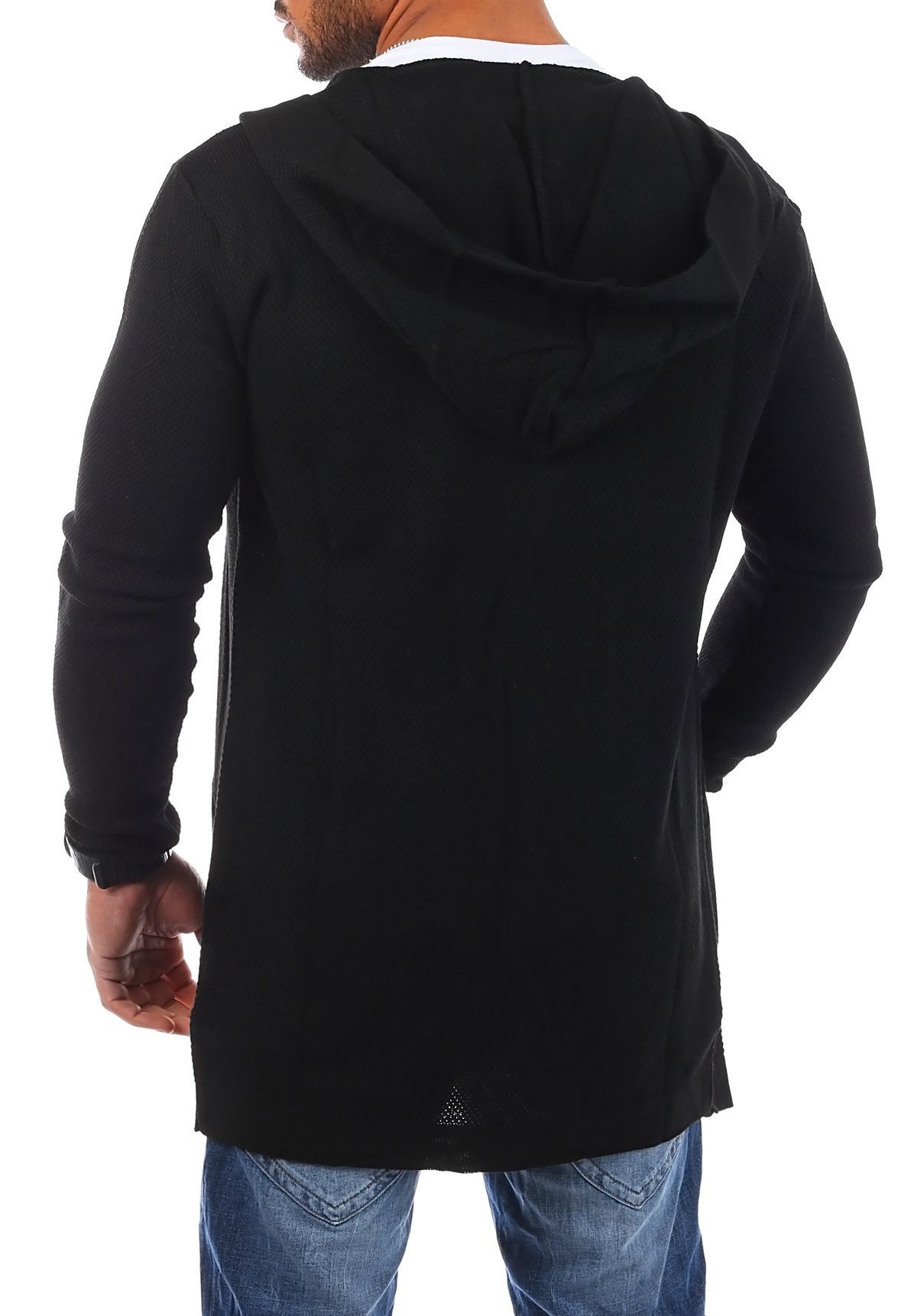 CARISMA Cardigan Herren leichte Herren Feinstrick Weste Strickjacke lange Passform 7717 in Unifarbe – Bild 3 von 5