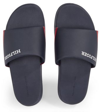 Tommy Hilfiger DUAL DENSITY HILIFGER POOL SLIDE Pantolette, Sommerschuh, Schlappen, Poolslides, mit Kontrast-Streifen