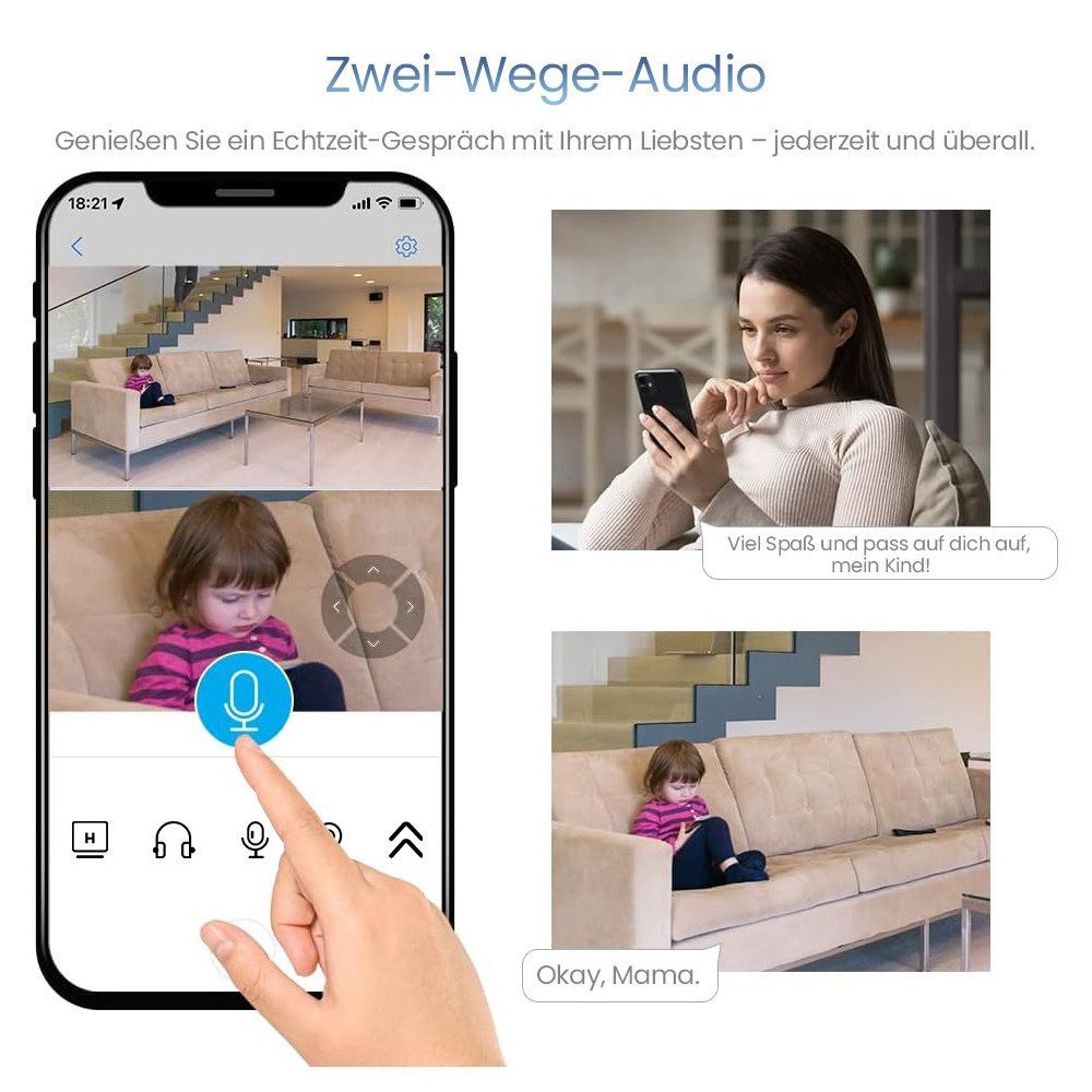 SWGOTA Überwachungskamera 2K+2K PTZ Dual-Linsen Überwachungskamera Innen,355°/90° WLAN Babyphone (2.4GHz WLAN Hundekamera, Farbnachtsicht, Automatischer Verfolgung, Sirene, 2-Wege-Audio, Automatische Verfolgung,2-Wege-Audio, Sirene, Modus Privat, mit KI Mensch/Tier, Farbnachtsicht, PTZ WLAN Überwachungskamera Innen)