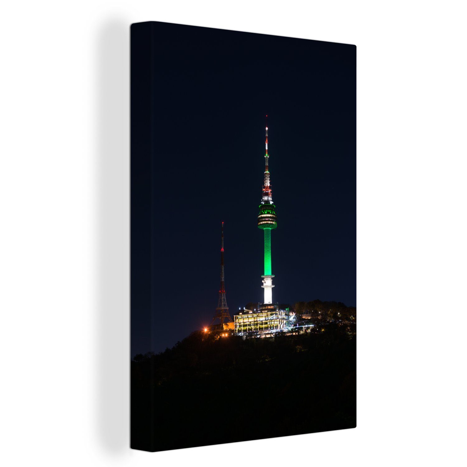 OneMillionCanvasses® Leinwandbild N-Seoul Tower - Nacht - Licht, (1 St), Leinwandbild fertig bespannt inkl. Zackenaufhänger, Gemälde, 20x30 cm