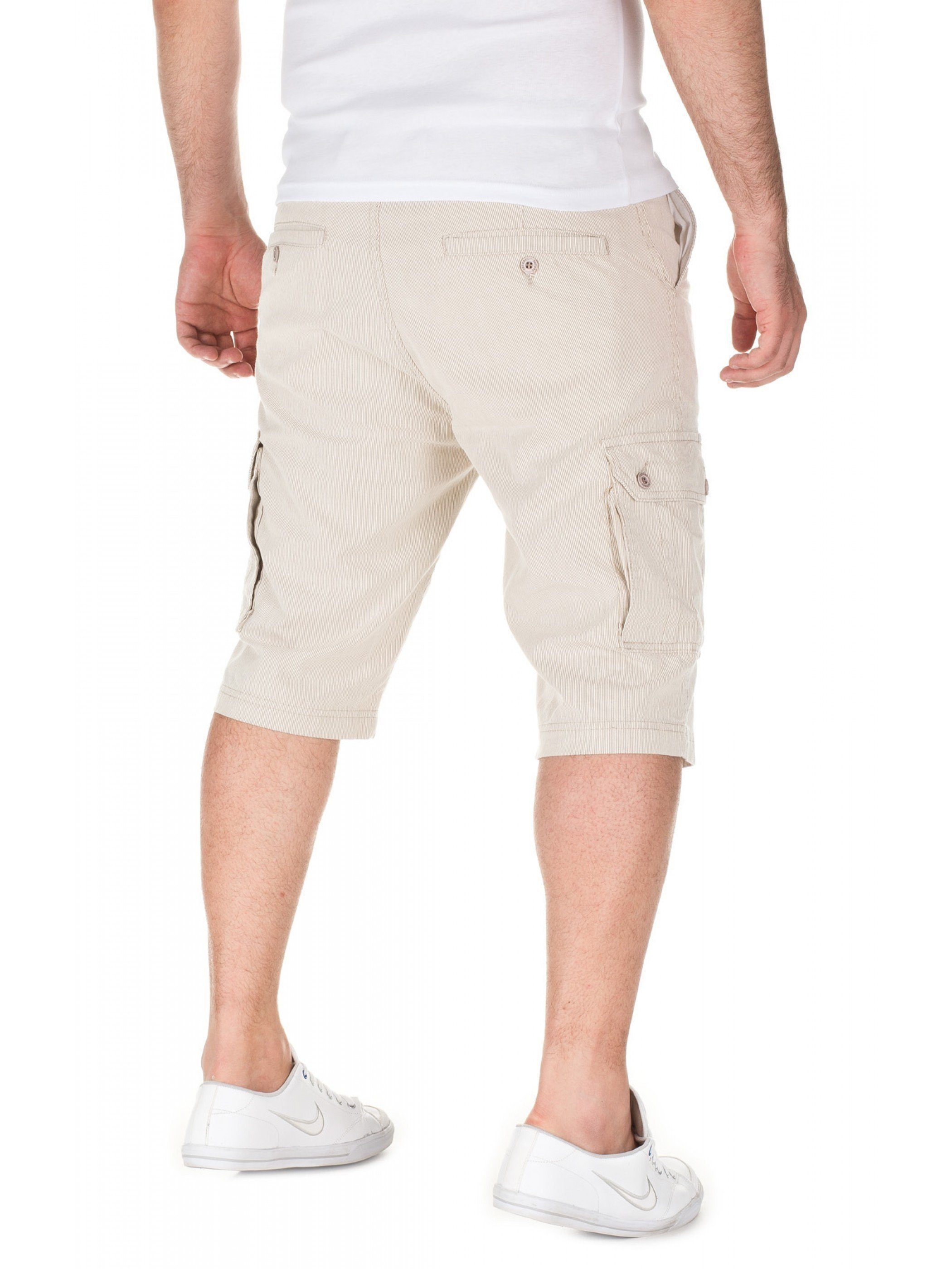 (beige-white Yazubi Chino mit Chino 9985) Shorts - Yazubi Herren Cargoshorts Jayce Stretchanteil Cargoshorts