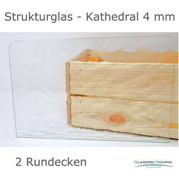 Glaserei Rohrig Einlegeboden Kühlschrank - Kathedral 4mm (89,96 EUR/qm) - 2 Rundecken - Viele Maße!