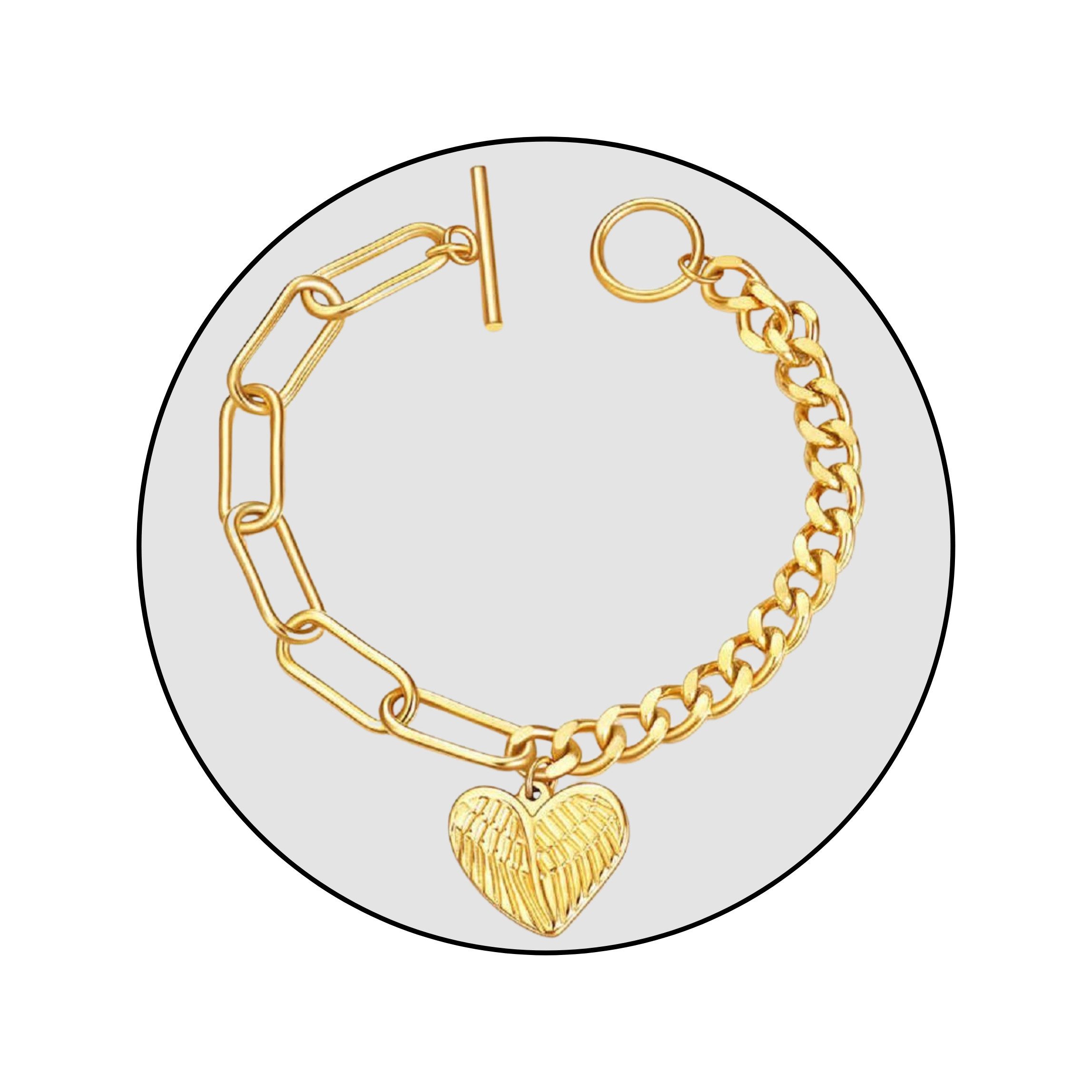 Edelstahlarmband Edelstahl Engelsflügel Herz Schmuck Armkette
