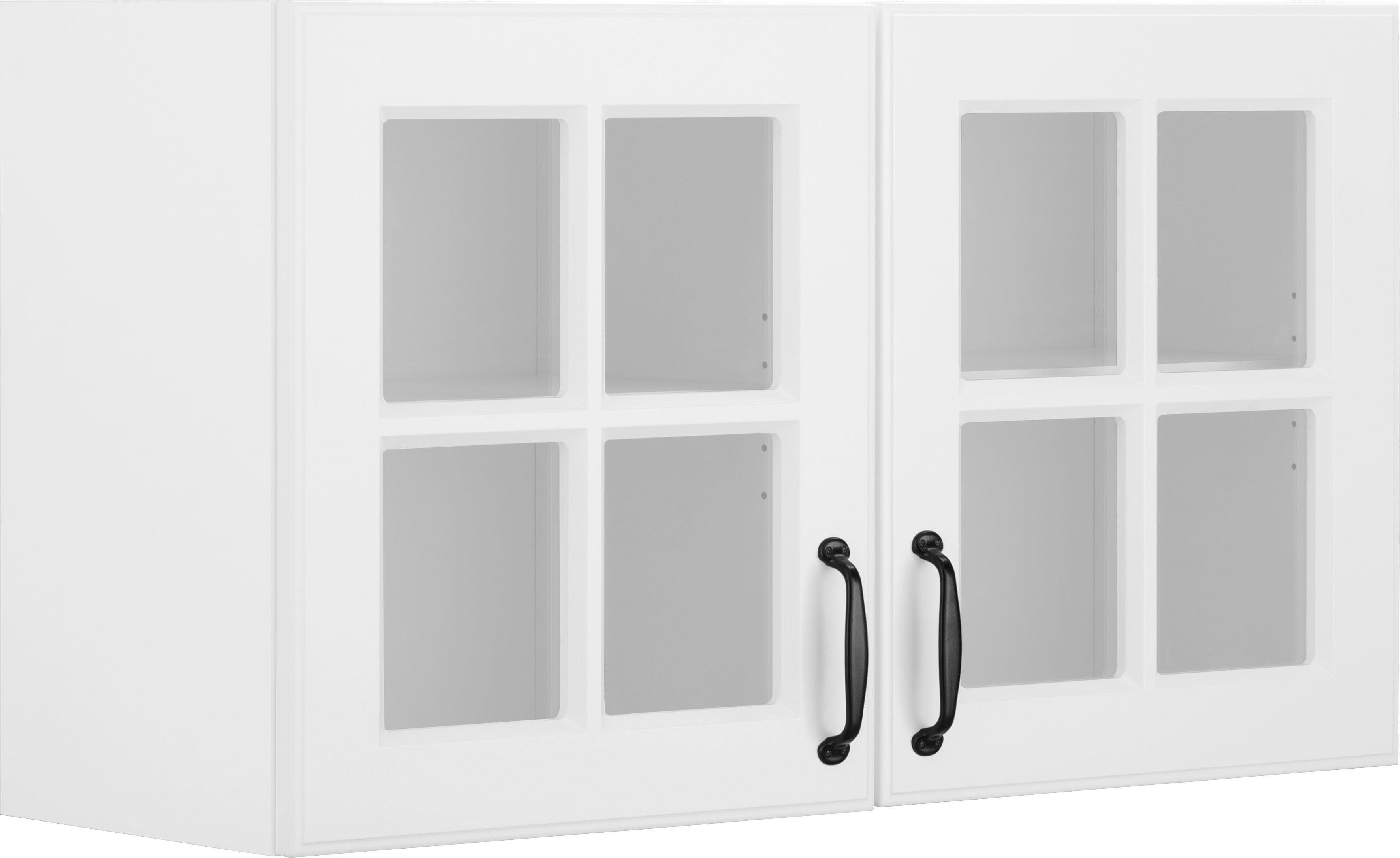 wiho weiß Glashängeschrank mit Front Küchen weiß/weiß Erla | Glaseinsatz