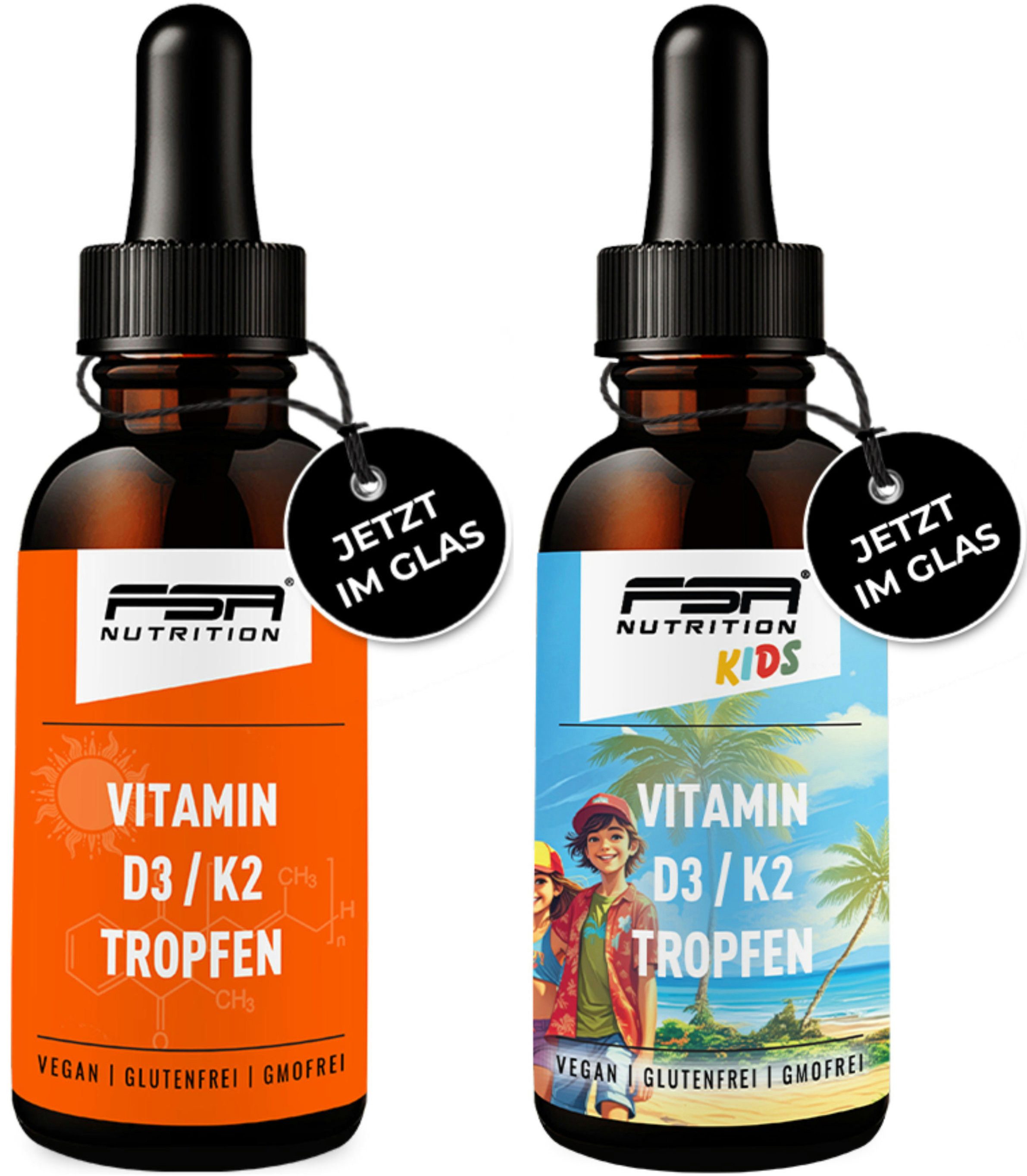 FSA NUTRITION Set Set Vitamin D3 K2-MK7 + Vitamin D3 K2-MK7 Kids Tropfen, 2 er Set à