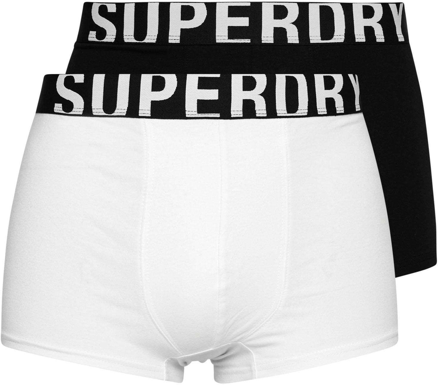 DUAL LOGO Boxer 2er-Pack) PACK Superdry schwarz, DOUBLE TRUNK (Packung, weiß