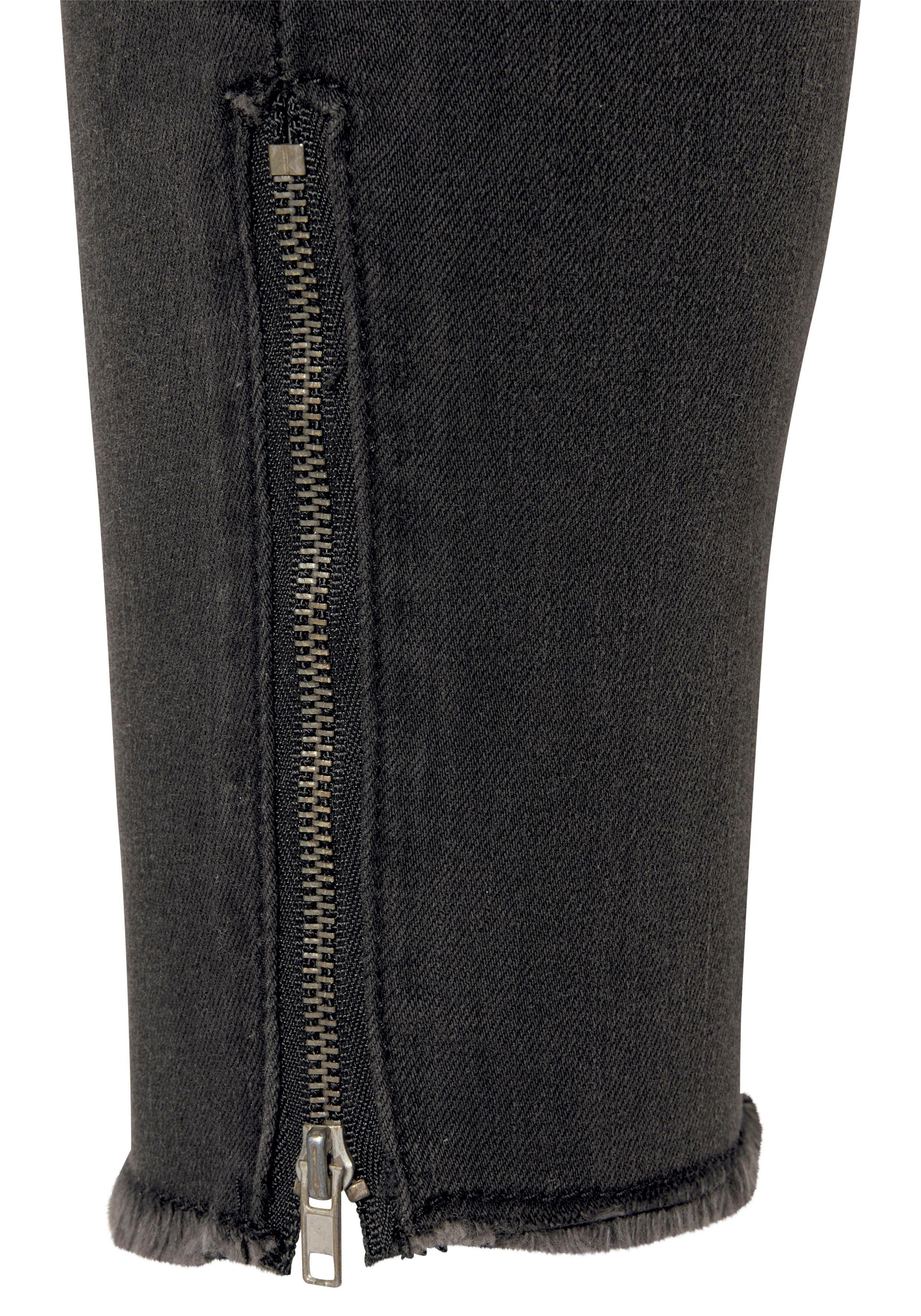 LASCANA Jeggings schmal geschnitten mit niedrigem Bund mit Reißverschlüssen am Saum, Skinny, bequeme Qualität, modisch