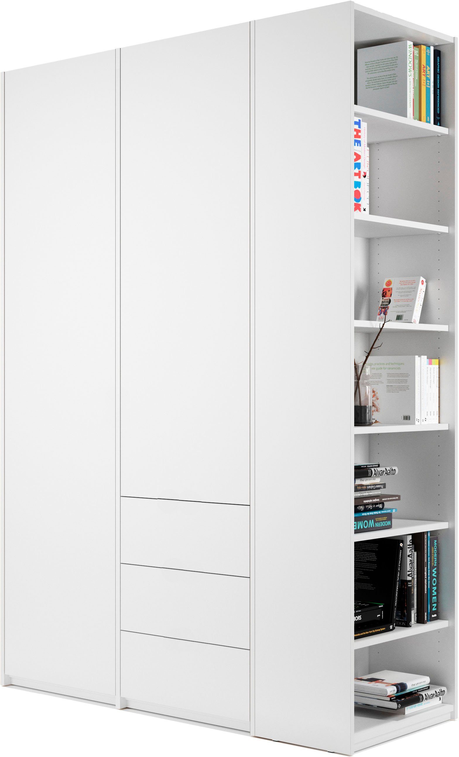 Müller SMALL LIVING Kleiderschrank weiß | 2 Schubladen Modular inklusive Variante Schrankteil kleinen weiß rechten Plus im 3