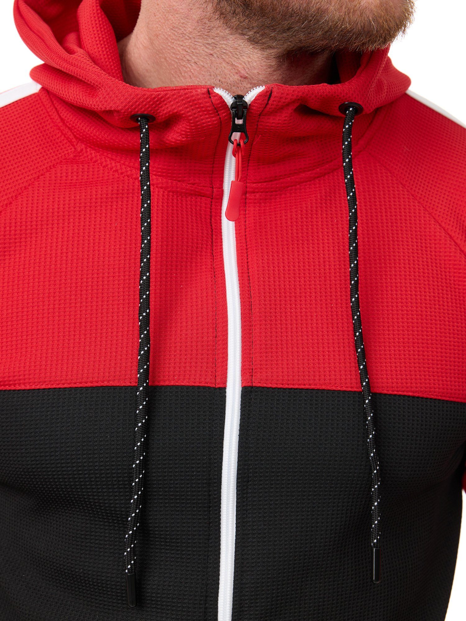 L.gonline Freizeitanzug Herren Jogginganzug Freizeitanzug Sportlich 3750 (Kapuzenjacke mit Reißverschluss, Hose, 2-tlg), mit Streifen