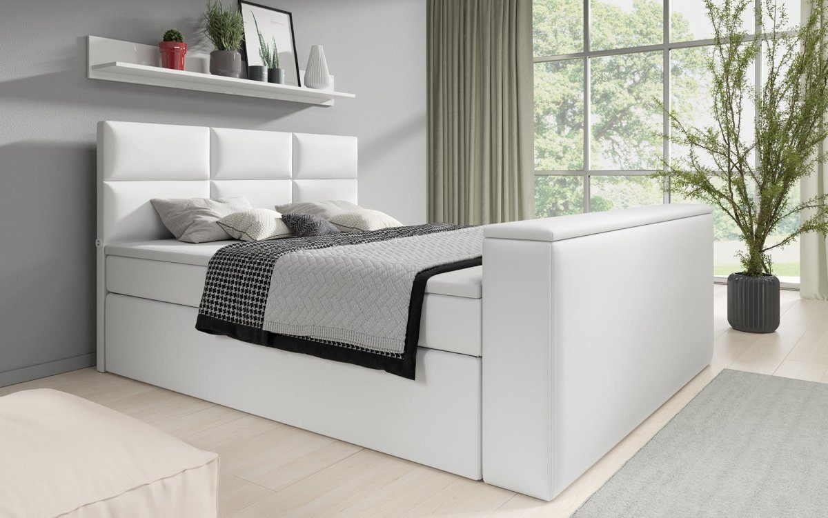 Luxusbetten24 Boxspringbett Carito, mit TV Lift, USB-Anschluss und Stauraum