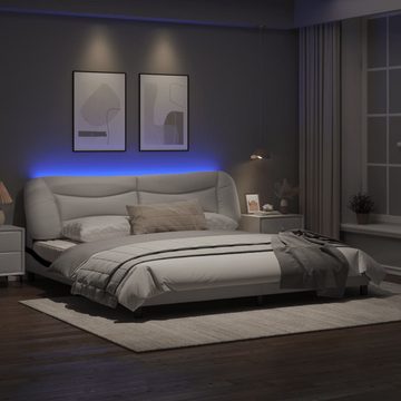 vidaXL Bett Bettgestell mit LED Weiß und Schwarz 200x200 cm Kunstleder