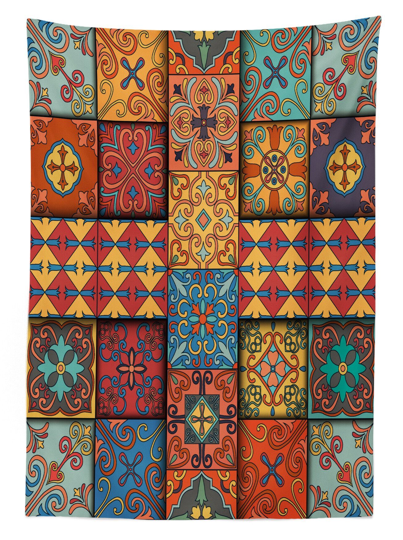 Squares geeignet Klare Azulejo Waschbar Talavera den Tile Tischdecke Abakuhaus Außen Kunst Bereich Für Farbfest Farben,