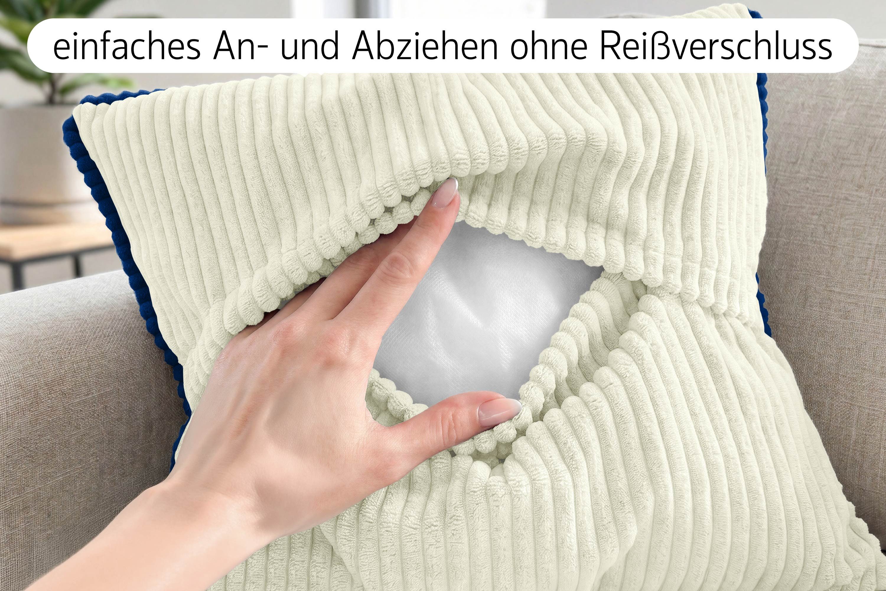 Amilian Dekokissen Sofakissen 4er Set mit Füllung 2x 40x40 cm + 2x 35x45 cm, Hotelverschluss Sofakissen Zierkissen – Bild 3 von 5