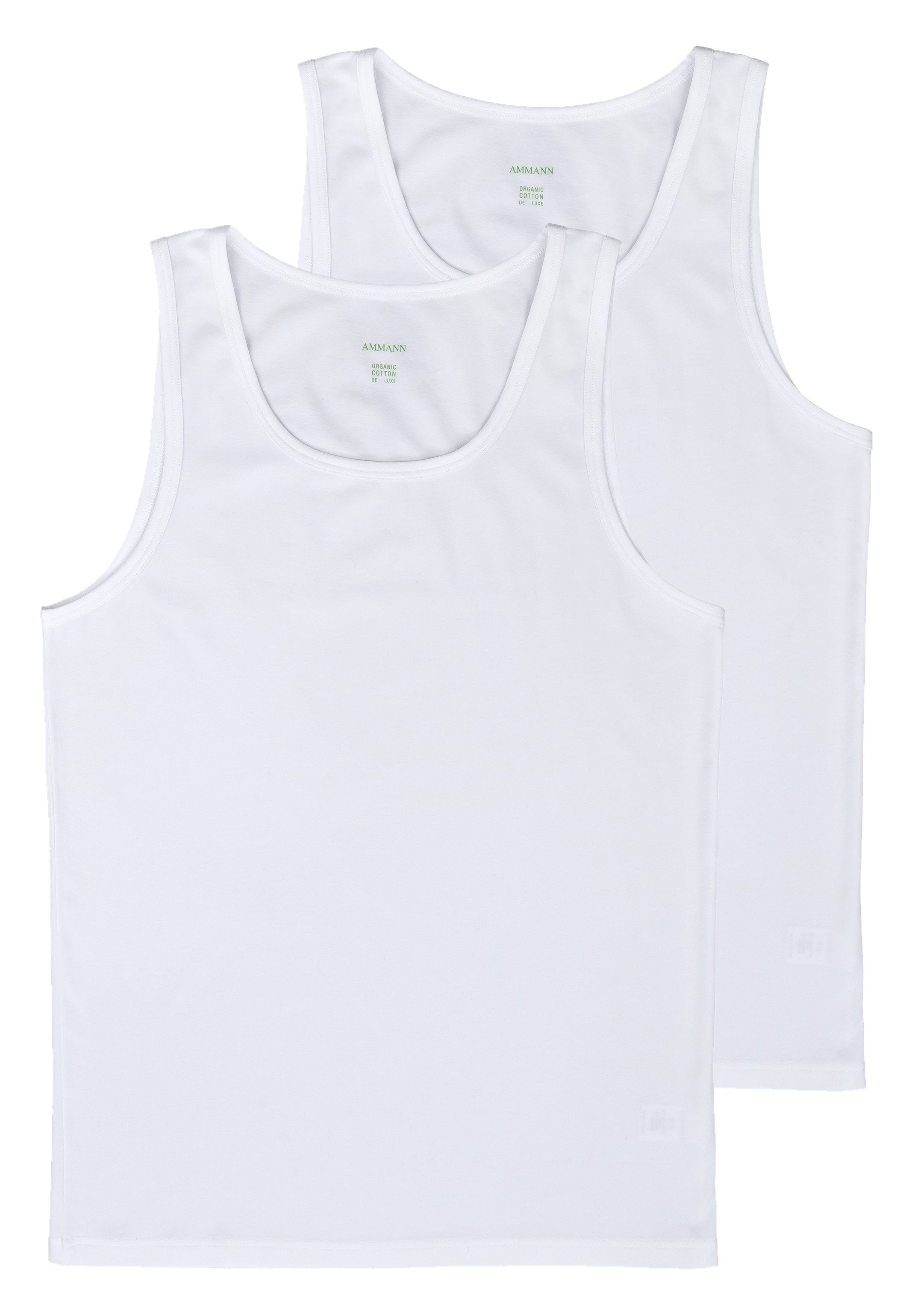 Tanktop Unterhemd - Luxe Organic 2er Ammann Pack de Aus Unterhemd (Spar-Set, Baumwolle Bio-Baumwolle Weiß - / 2-St)