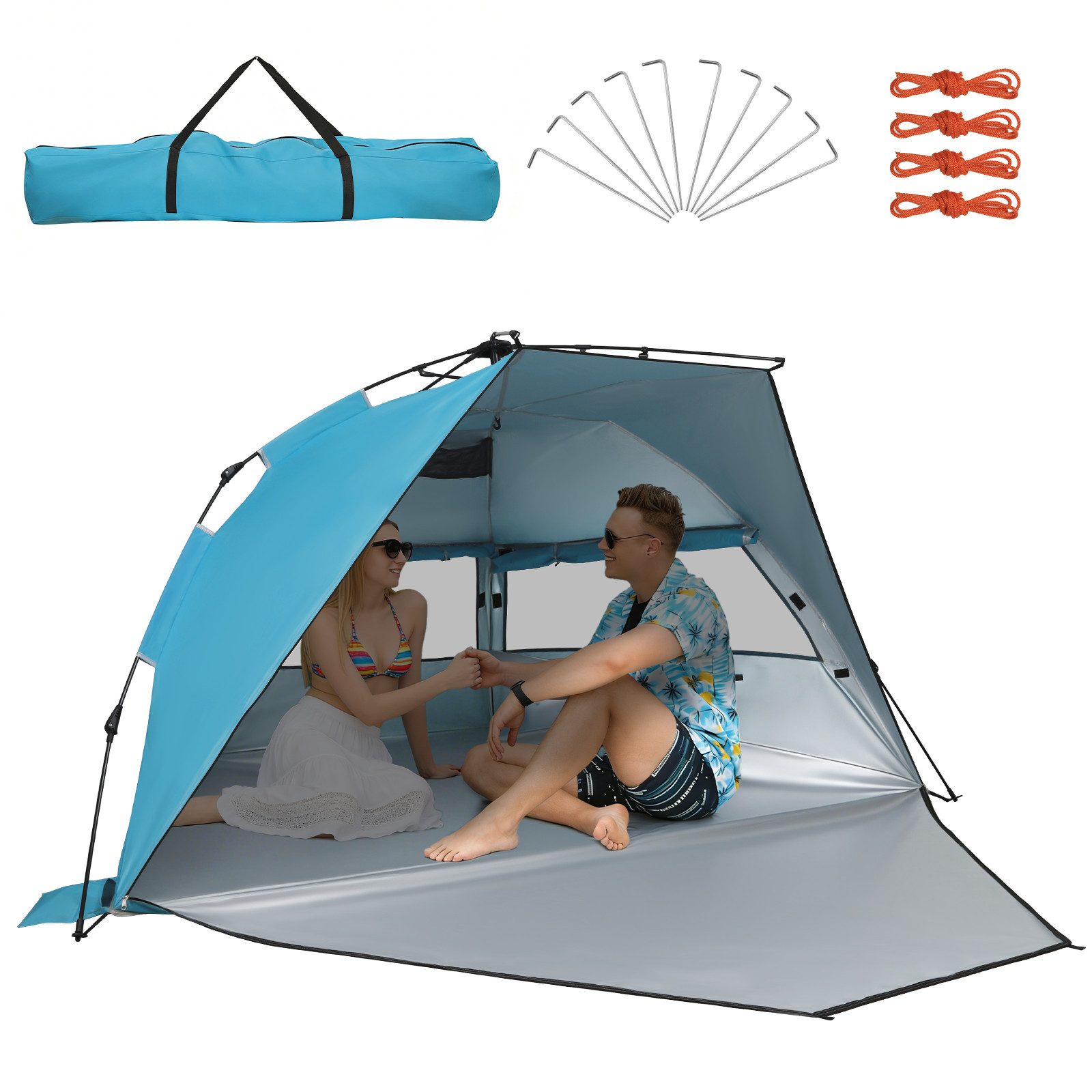 Puluomis Strandmuschel Strandzelt Pop-up-Zelt UV-Schutz 50+, mit/ohne Sonnensegel