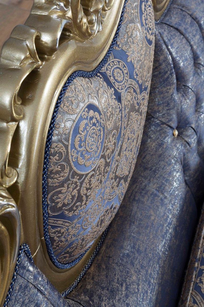 Casa Padrino / Silber Blau Luxus Barock - x Sofa Barock Sofa 117 Sofa x H. / Prunkvolles - cm Möbel Barockstil 88 im Gold 235 Wohnzimmer