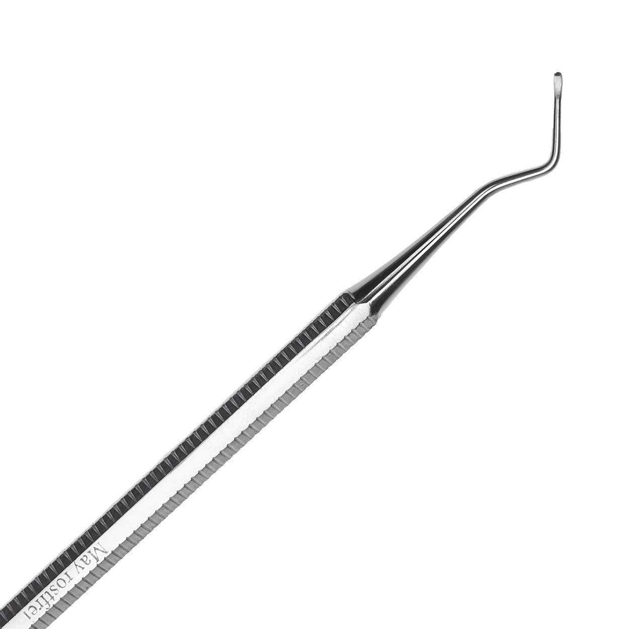 May Nagelhautschieber Eckenheber doppelseitig Edelstahl (16cm), Instrument für Fußpflege
