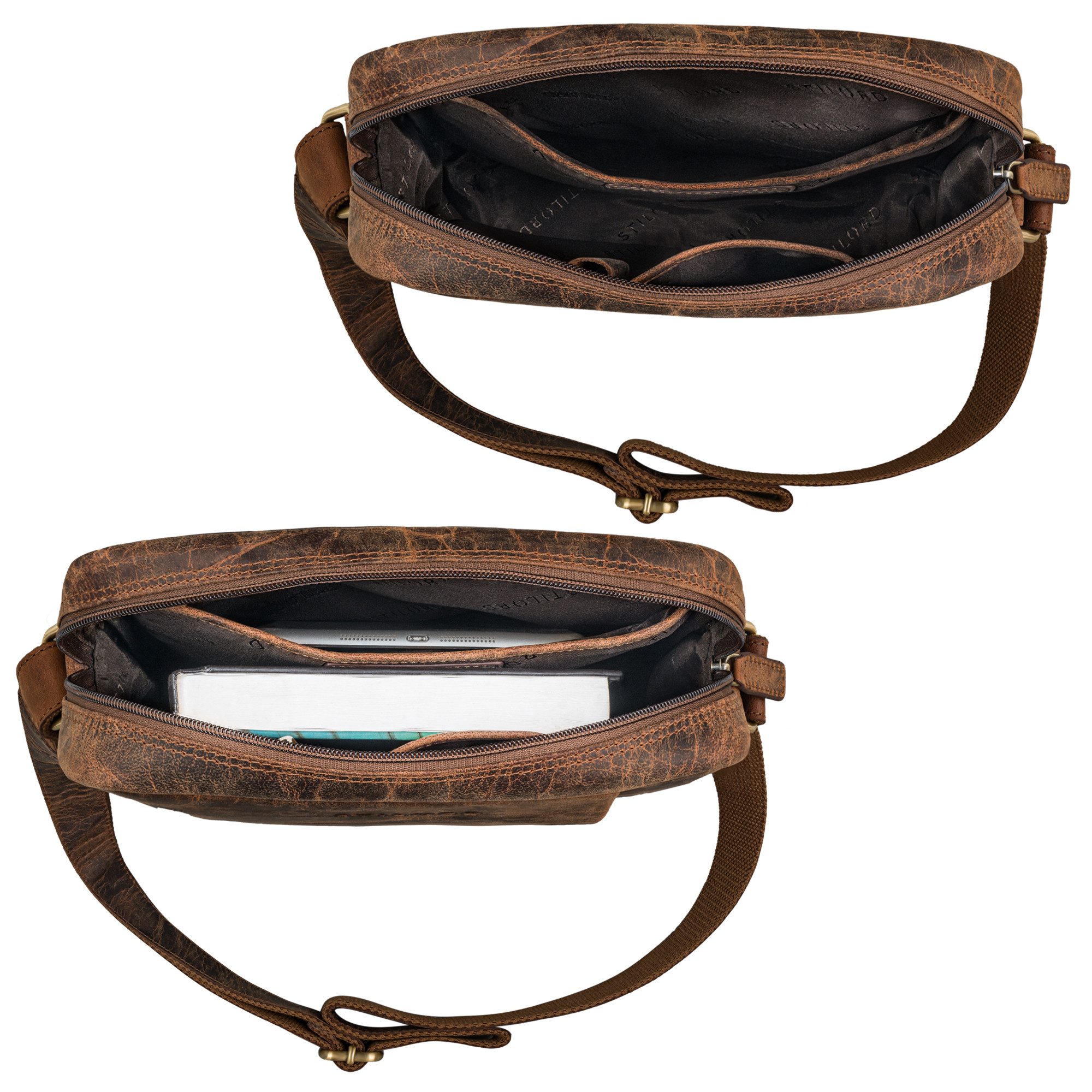STILORD Schultertasche "Sergio" Ledertasche Herren Umhängetasche mittelgroß Tablet 11 Zoll