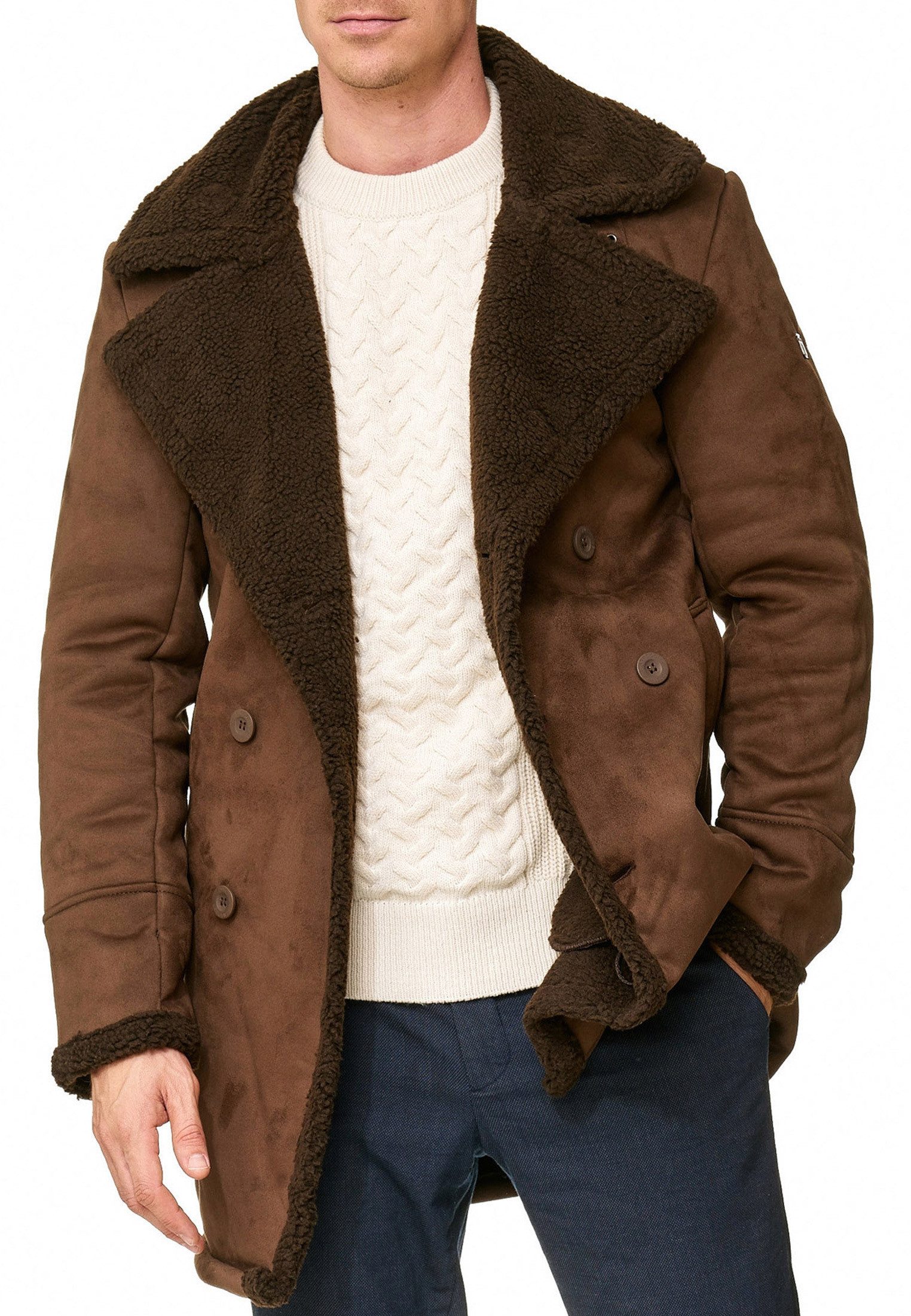 Indicode Wintermantel Herren Barlow Mantel Winter Herrenmantel mit kuscheligem Innenfutter