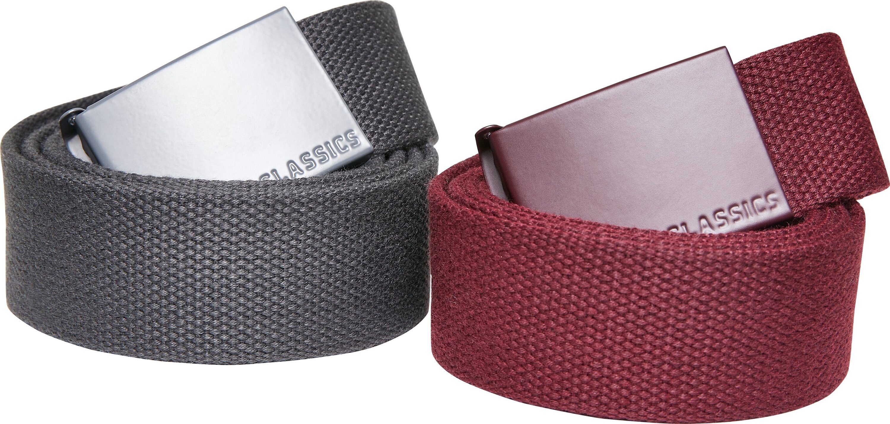 URBAN CLASSICS Hüftgürtel Accessoires bordeaux/charcoal Buckle Canvas Belt Colored 2-Pack