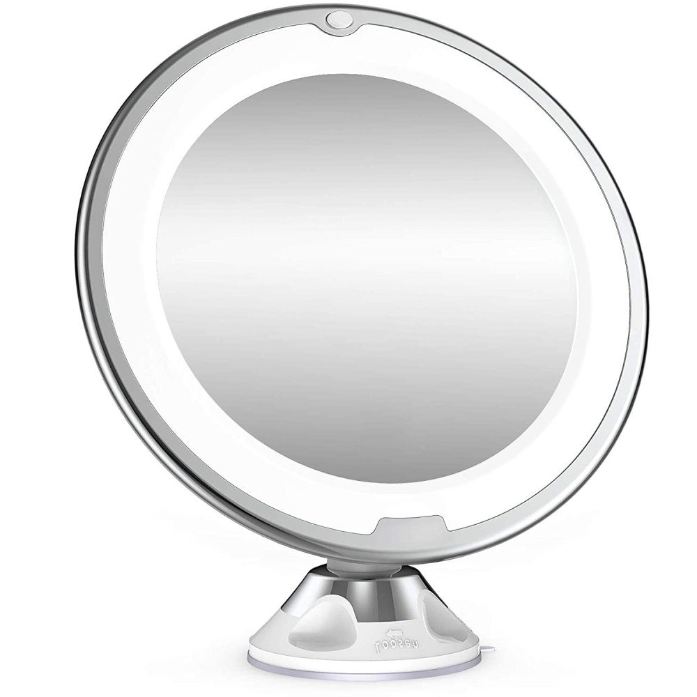 Jormftte Schminkspiegel »Kosmetikspiegel 10-Fach Vergrößerung LED  beleuchtet Schminkspiegel 360° Schwenkbar mit integriertem Saugnapf  Rasierspiegel Wandspiegel«
