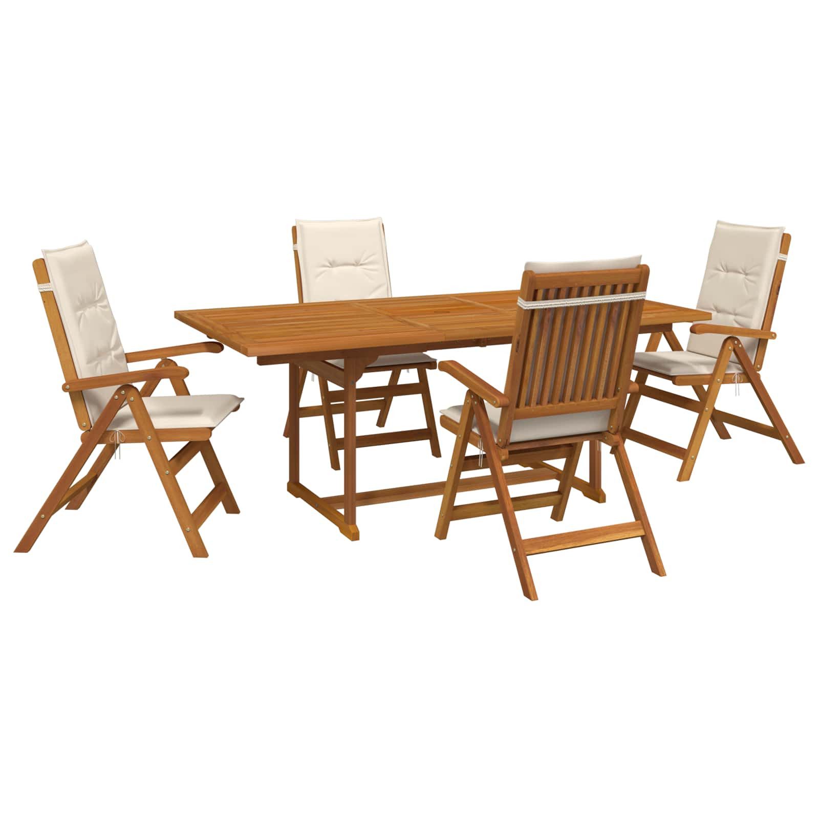 vidaXL Gartenlounge-Set 5-teiliges Garten-Esszimmer-Set Natur Massivholz