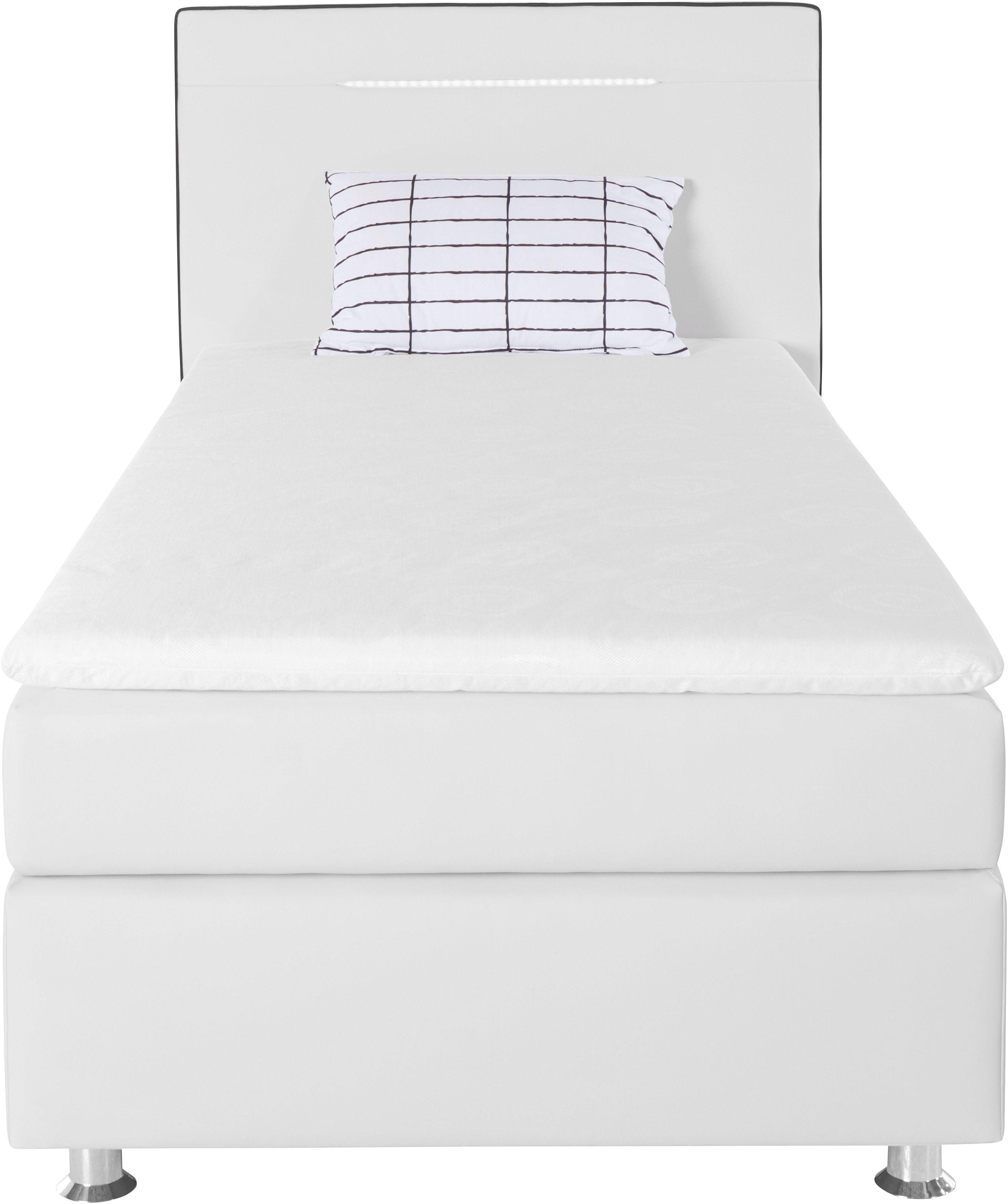 COLLECTION AB Boxspringbett London, inklusive Topper und Kissen, mit LED-Beleuchtung, Boxspringbett erhältlich in 90cmx200cm, 140cmx200cm & 180cmx200cm