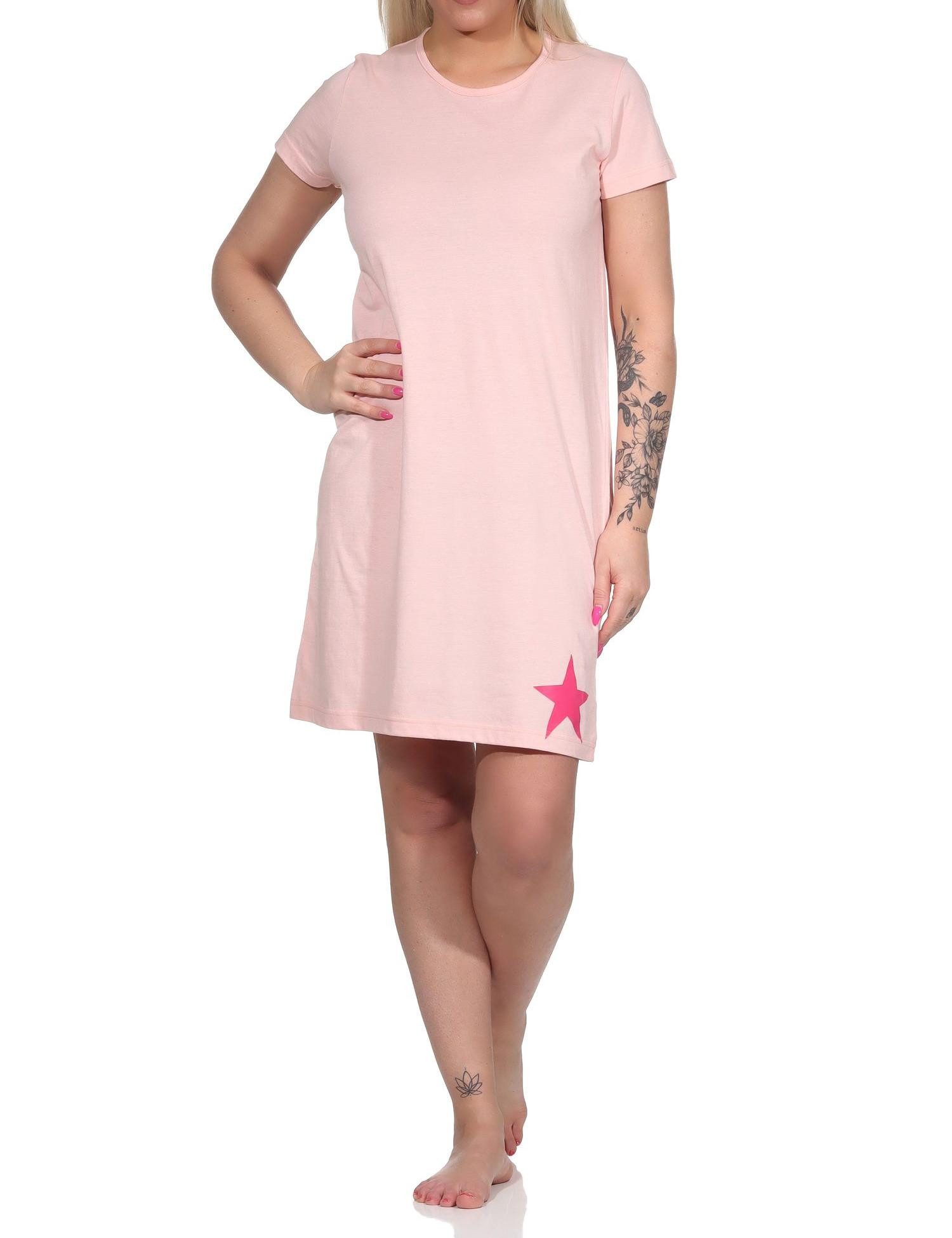 Nachthemd Damen Kurznachthemd, Bigshirt mit schöner Stern-Applikation