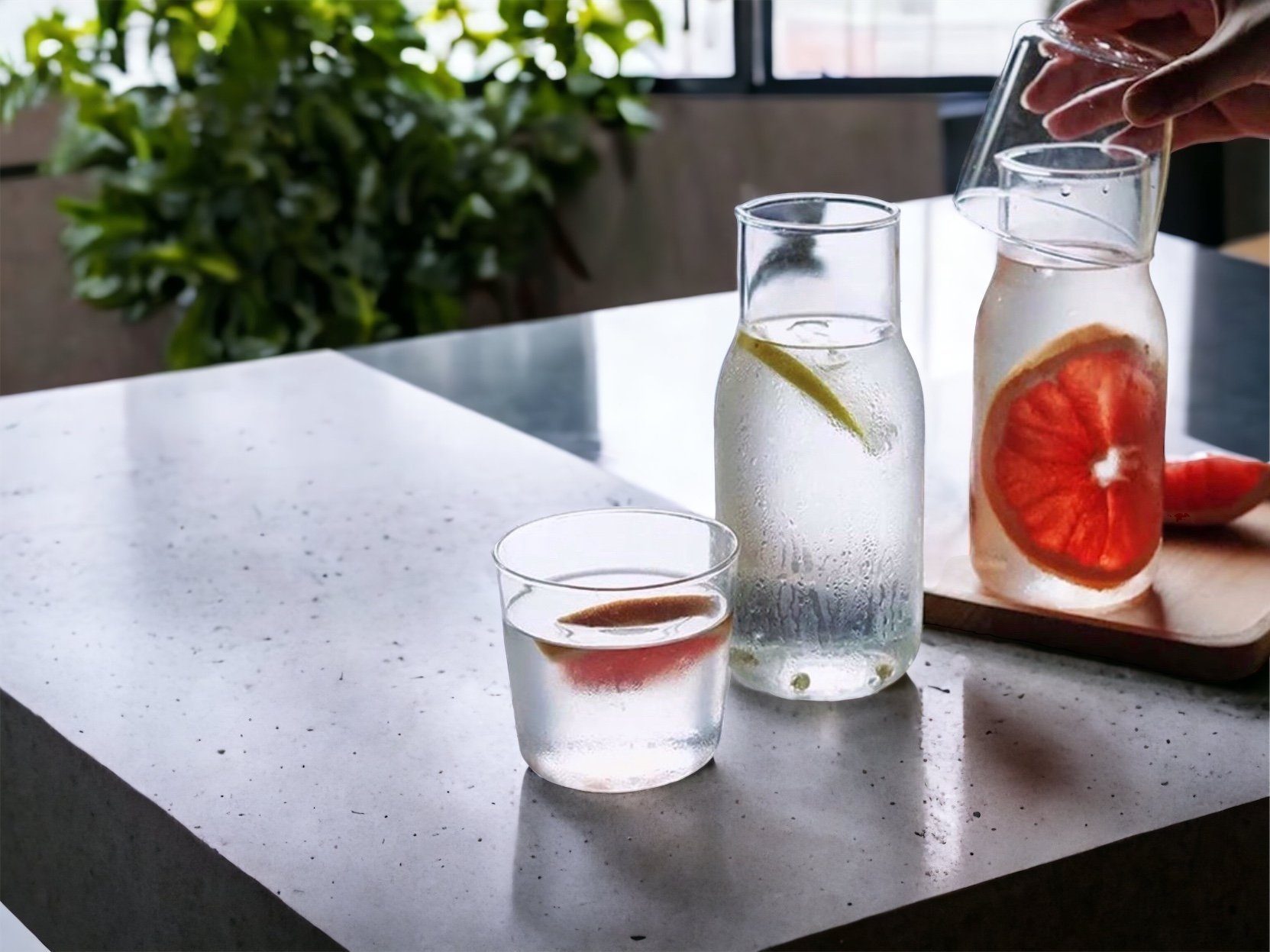 VADI HOME Wasserkaraffe Glaskaraffe, (set), mit Trinkglas als Deckel 750 ml