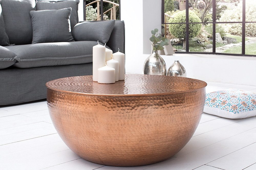 riess-ambiente Couchtisch ORIENT II Ø60cm kupfer (Einzelartikel, 1-St), Wohnzimmer · Metall · rund · Hammerschlag Design · handmade