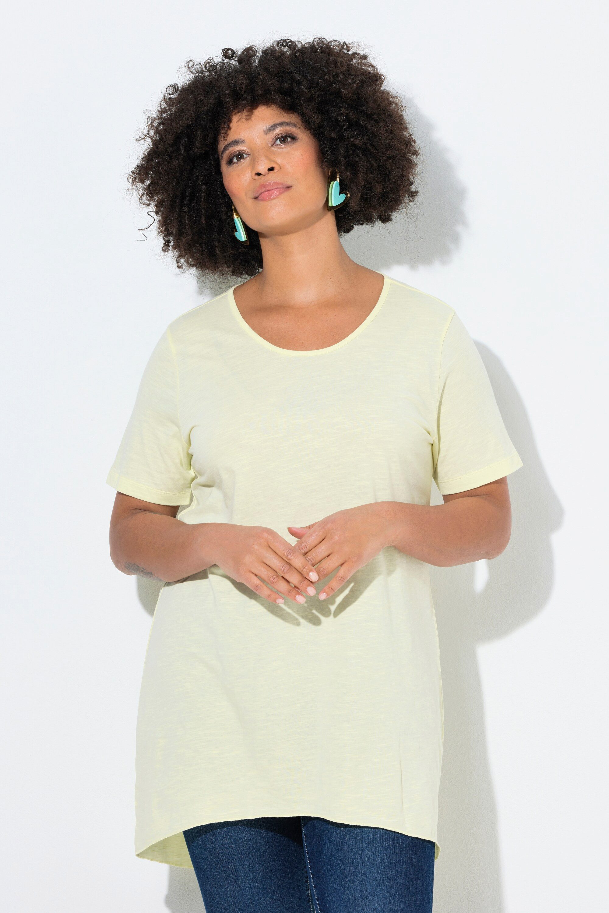 Angel of Style T-Shirt Longshirt Rundhals Halbarm gerundeter Saum günstig online kaufen