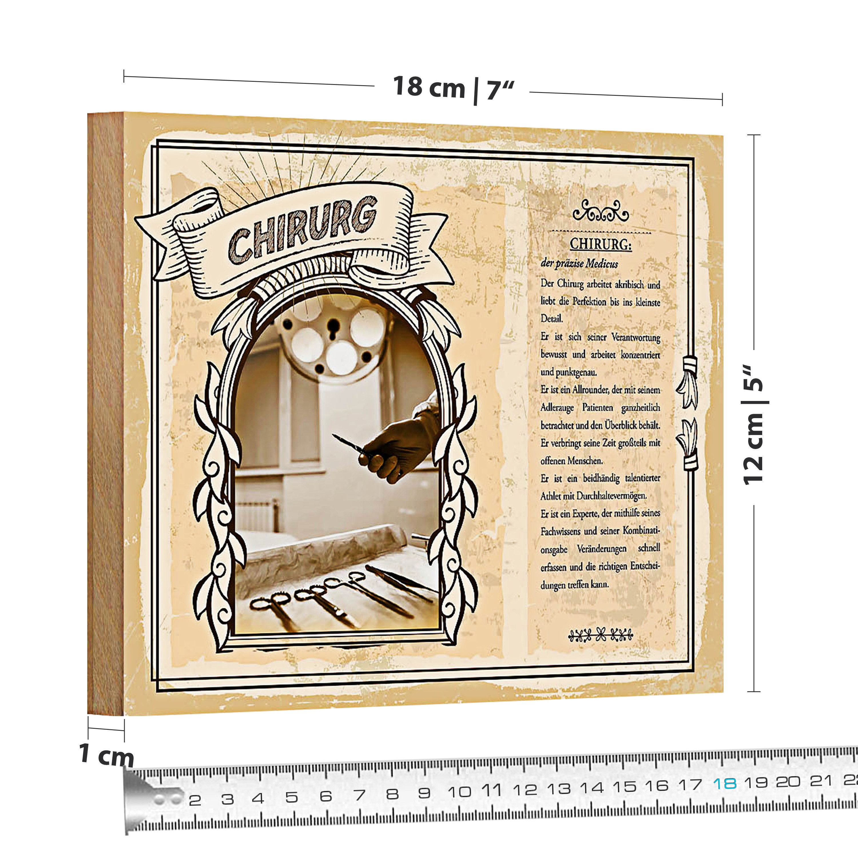 Roomando Holzbild Berufe 18x12cm Chirurg präzis Medicus Perfektion