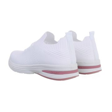 Ital-Design Damen Low-Top Freizeit Sneaker Flach Sneakers Low in Weiß