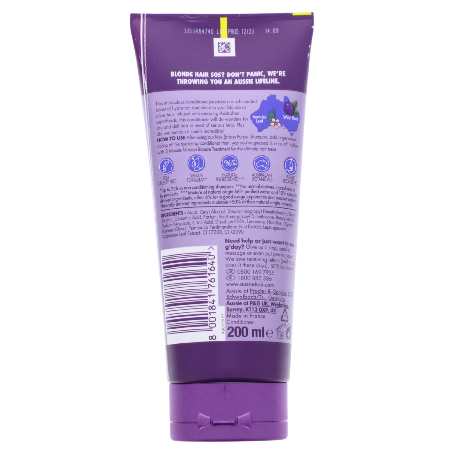 Aussie Haarspülung Aussie SOS Blonde & Silver Hair Hydration Conditioner Haarspülung 200m