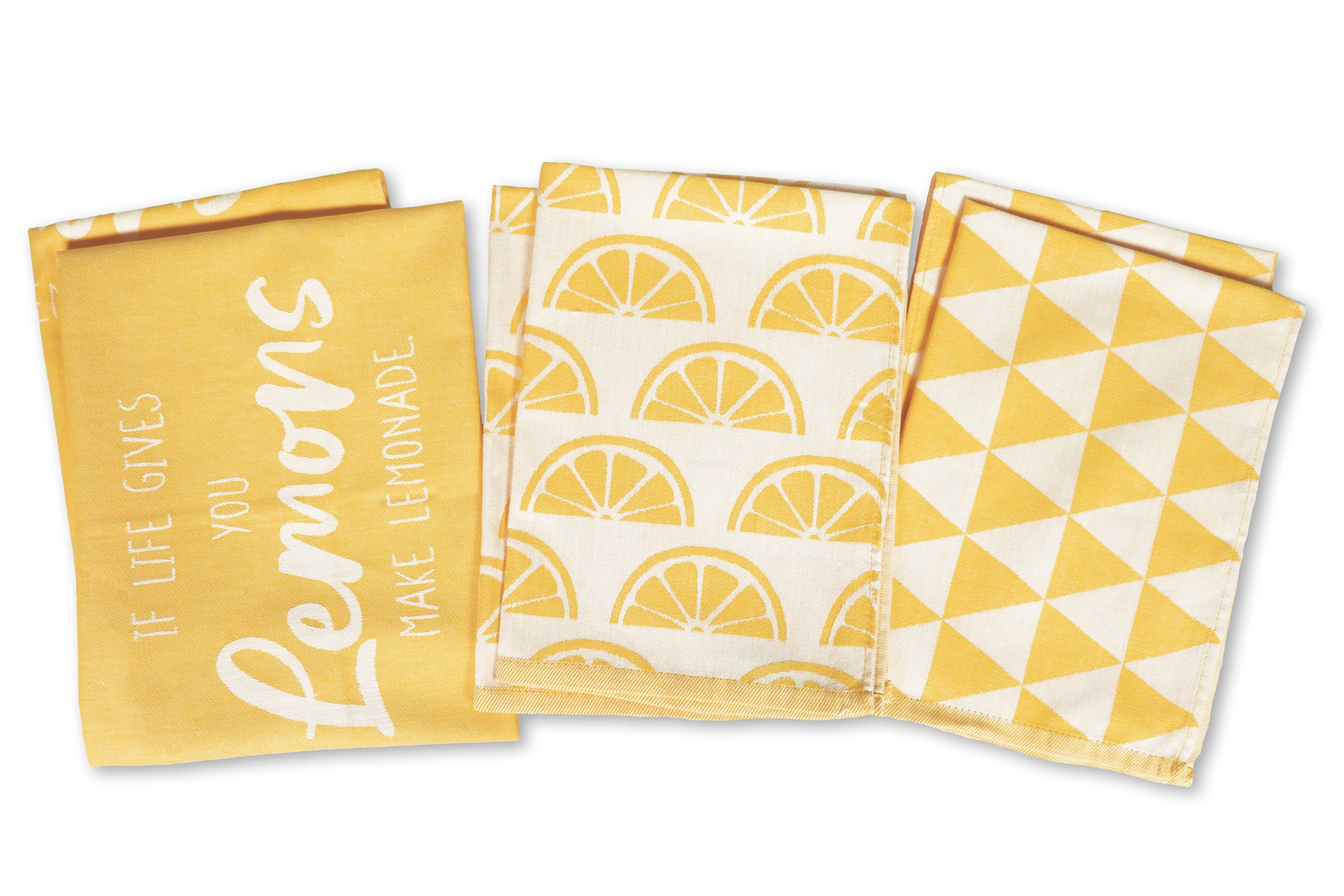 jilda-tex Geschirrtuch Make Lemonade, (Set, 6-tlg., 6 Geschirrtücher mit Motiven), 6 Jacquard-Küchentücher in 50x70 cm | Geschirrtücher