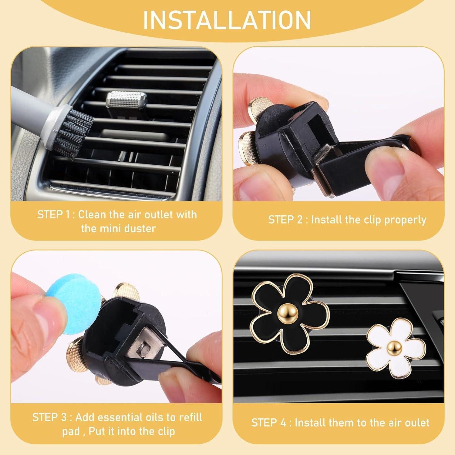 LuxusKollektion Auto-Fußmatten Lufterfrischer Auto Gänseblümchen Clip Diffusor Schwarz Weiß – Bild 4 von 5