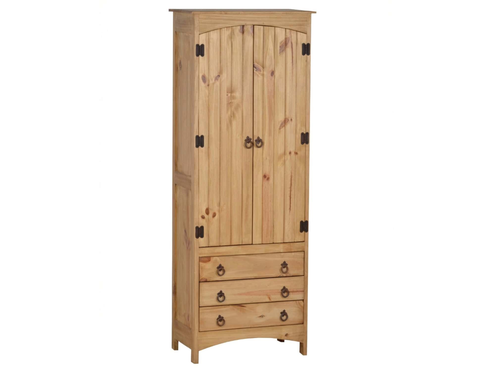 MiaMöbel Hochschrank Mexico aus massivem Pinienholz Honig