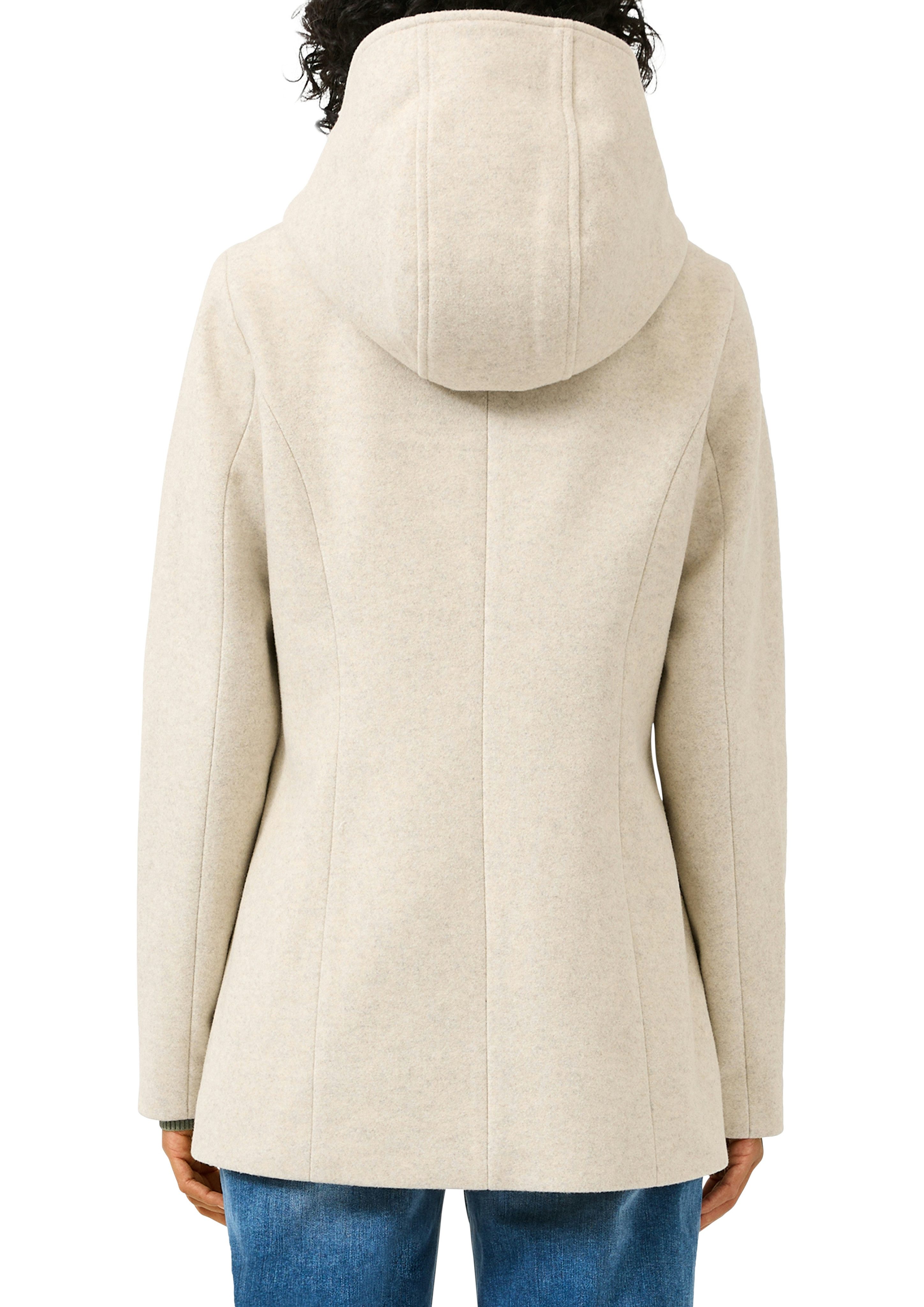 QS Kapuzenfleecejacke mit doppelter Knopfleiste günstig online kaufen