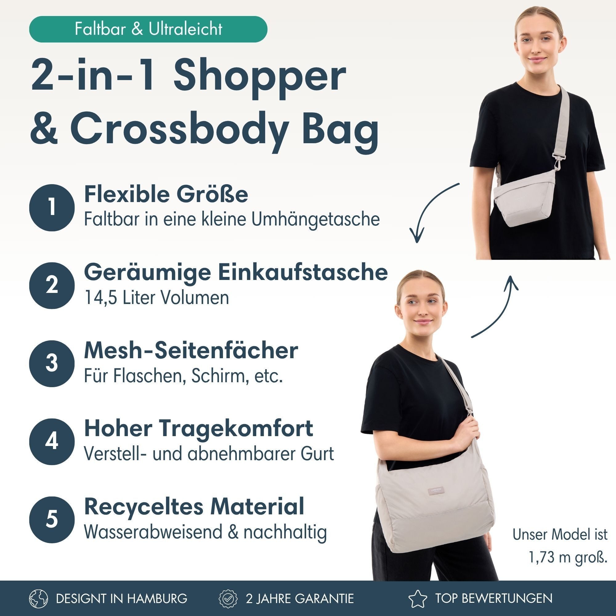 LARKSON Shopper Olea Packable Shopper (1-tlg), 2in1 Crossbody Bag & Shopper günstig online kaufen