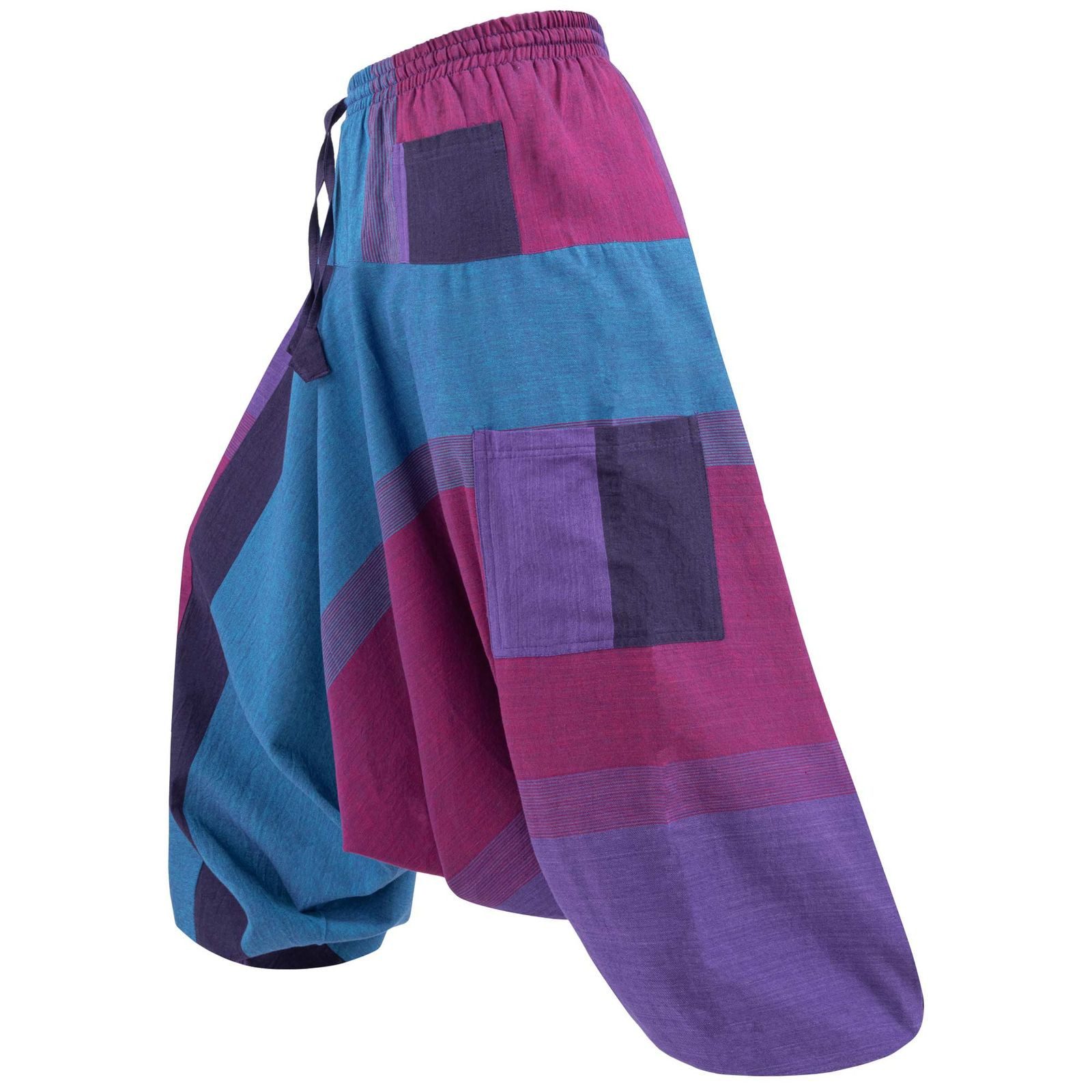 KUNST UND MAGIE Haremshose Damen Harem Hose Bunt Aladin Haremshose Pluderhose Pumphose Goa Hippie