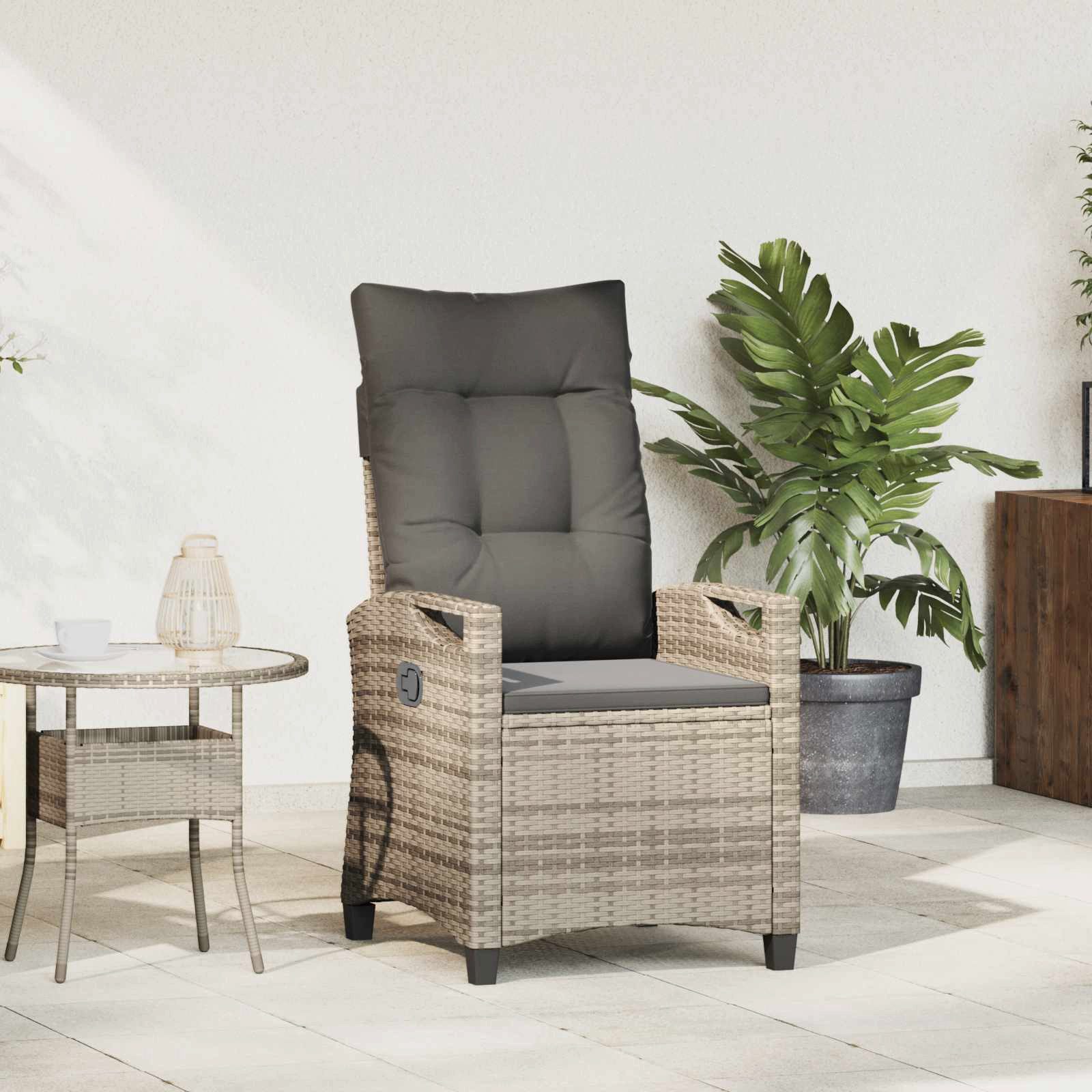 vidaXL Gartenstuhl Verstellbarer Gartenstuhl Hellgrau und Dunkelgrau Poly-Rattan (1 St)