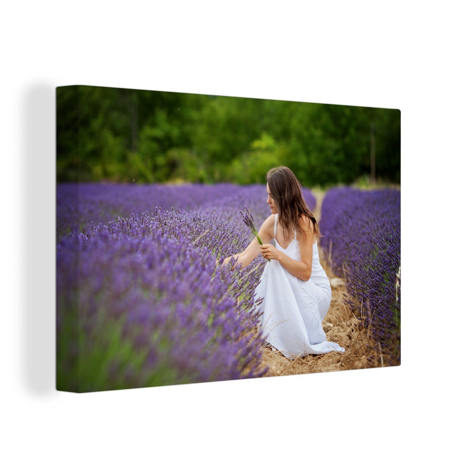 OneMillionCanvasses® Leinwandbild Frauen - Kleid - Lavendel, (1 St), Wandbild Leinwandbilder, Aufhängefertig, Wanddeko, 30x20 cm