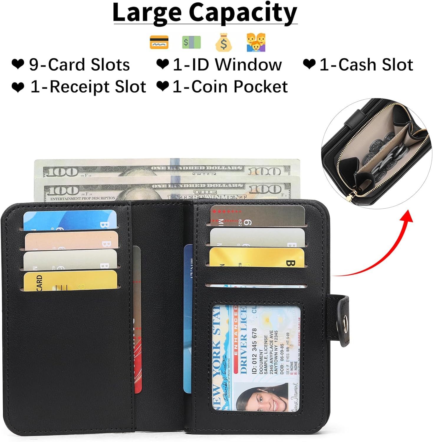 Coonoor Geldbörse Geldbeutel Damen Zipper ​mit Münzfach & RFID-Schutz günstig online kaufen