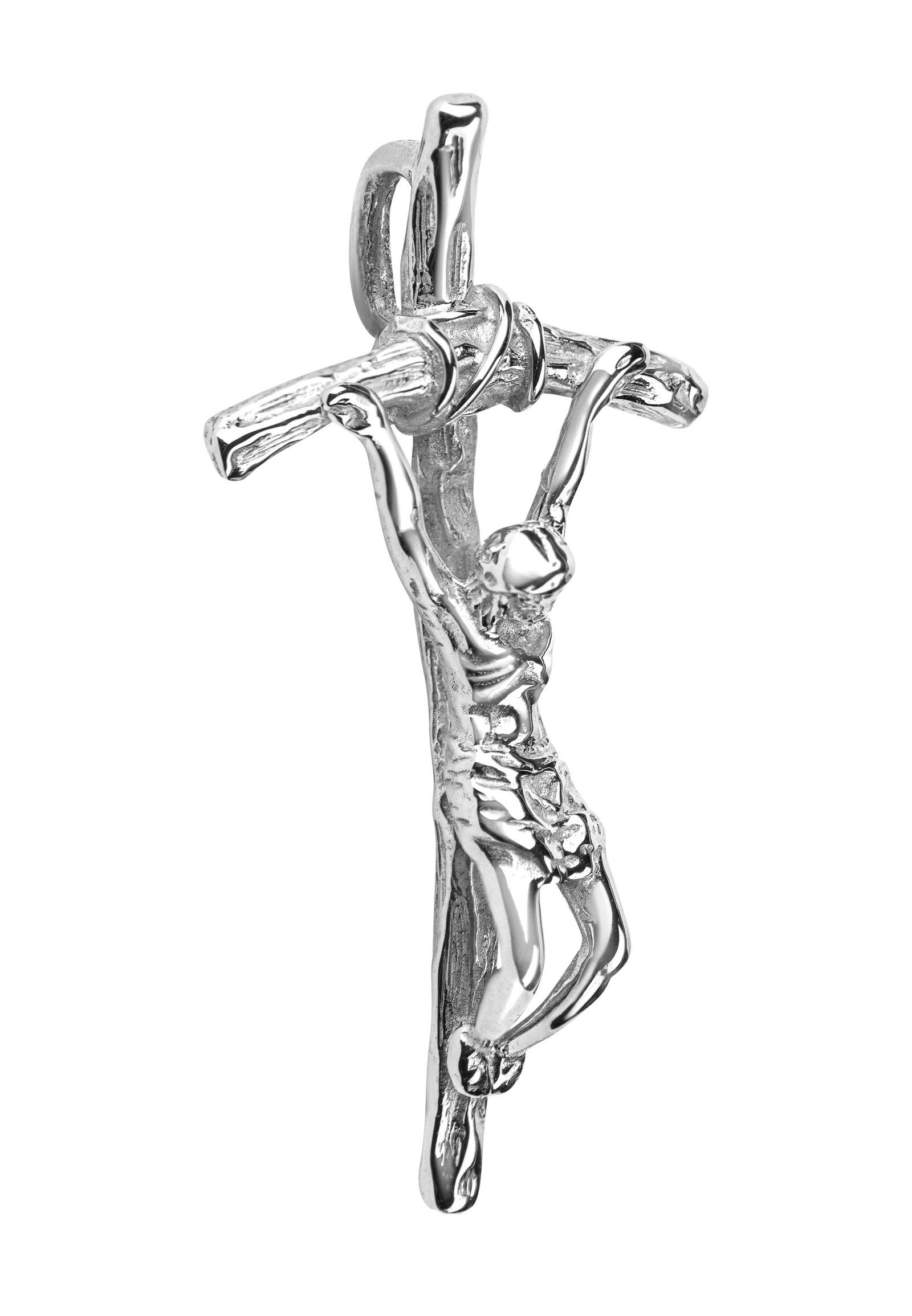 JEVELION Kreuzanhänger Kruzifix 925 Sterlingsilber (Silberkreuz, für Damen und Herren), Silber-Anhänger - Made in Germany