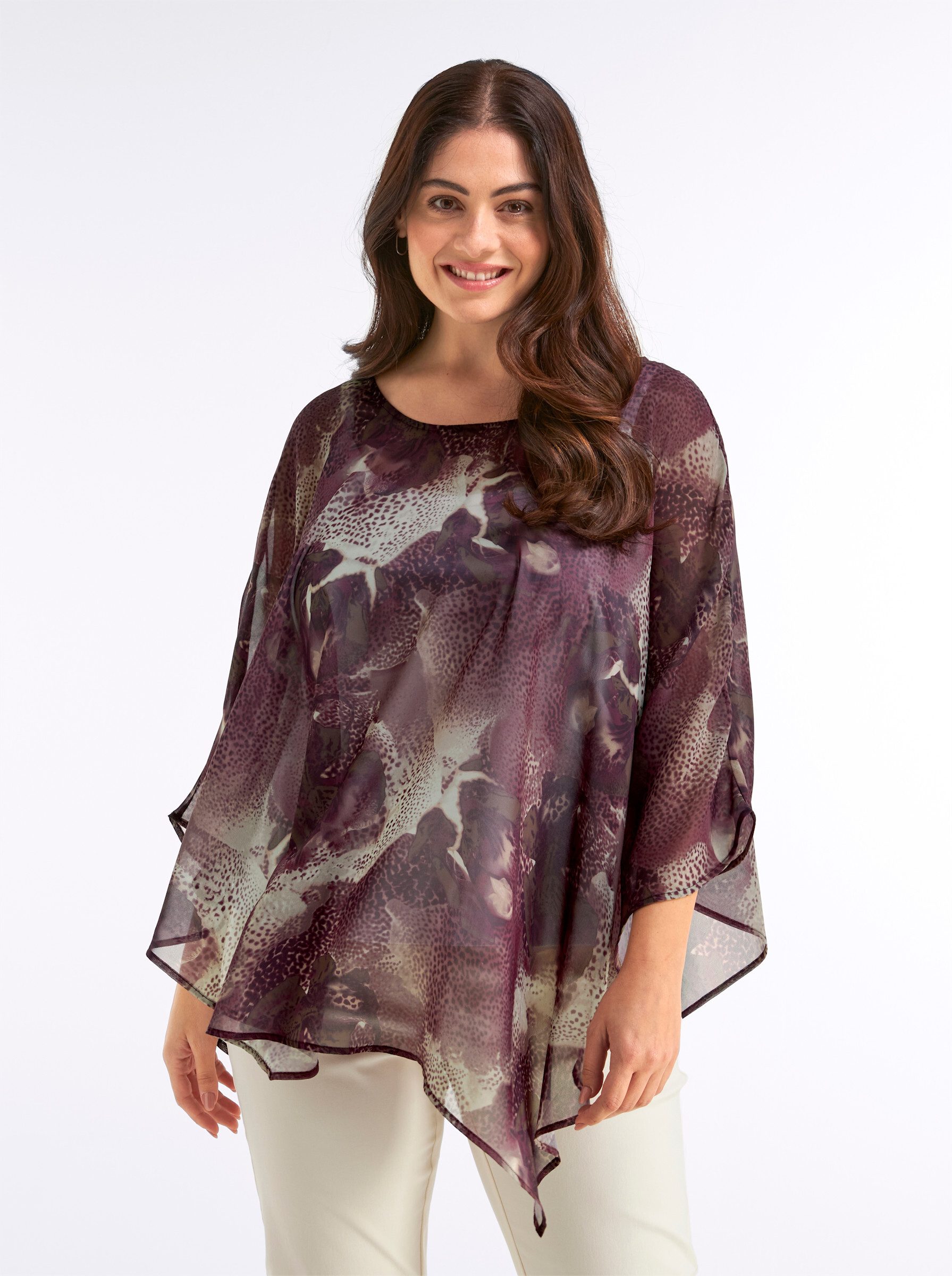 Sheego Klassische Bluse Tunika Kurzarm
