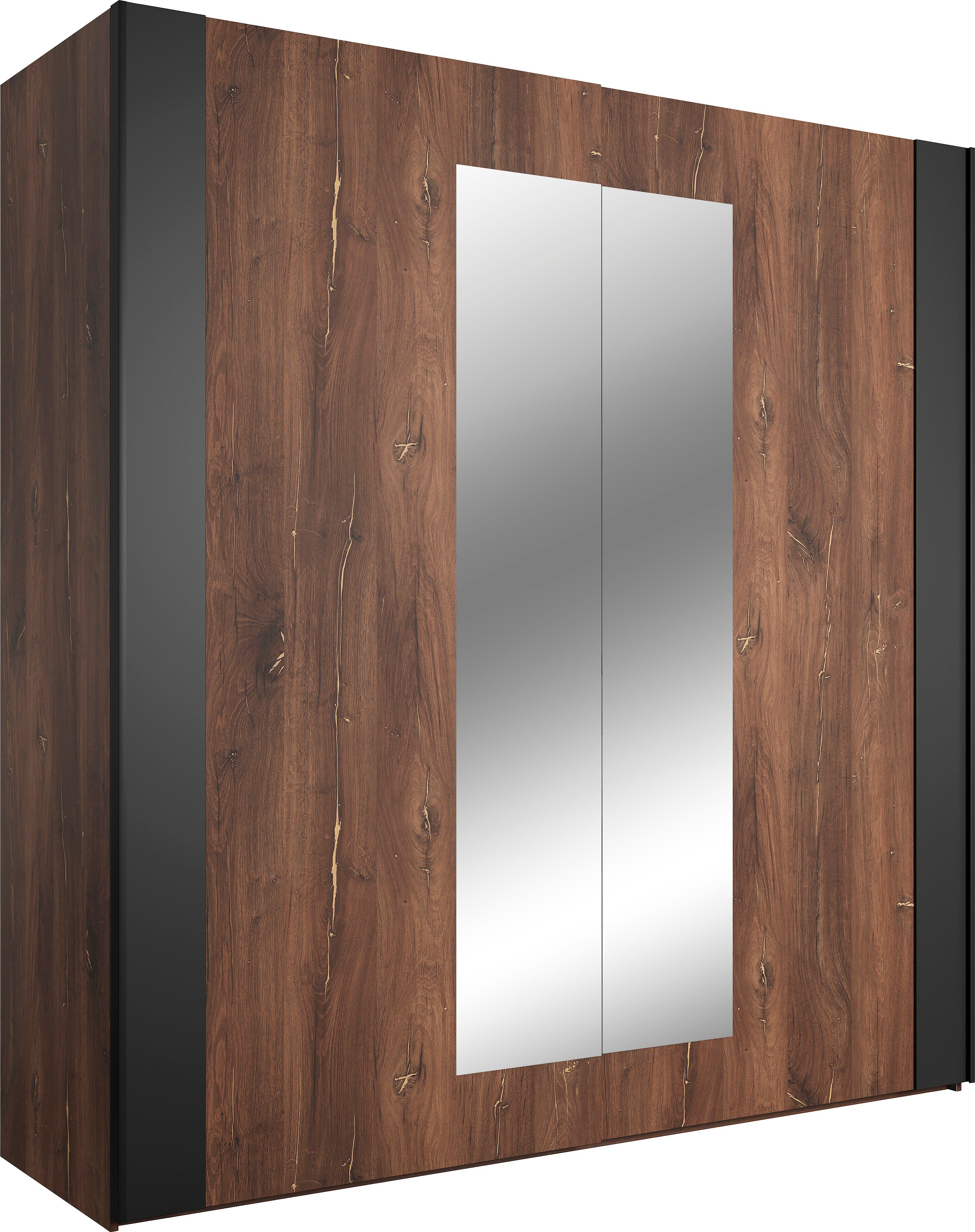 Home affaire Schwebetürenschrank Sigma, Breite 200 cm, moderner Kleiderschrank, Made in Europe Wäscheschrank mit Spiegel, Garderobe mit durchdachter Inneneinteilung