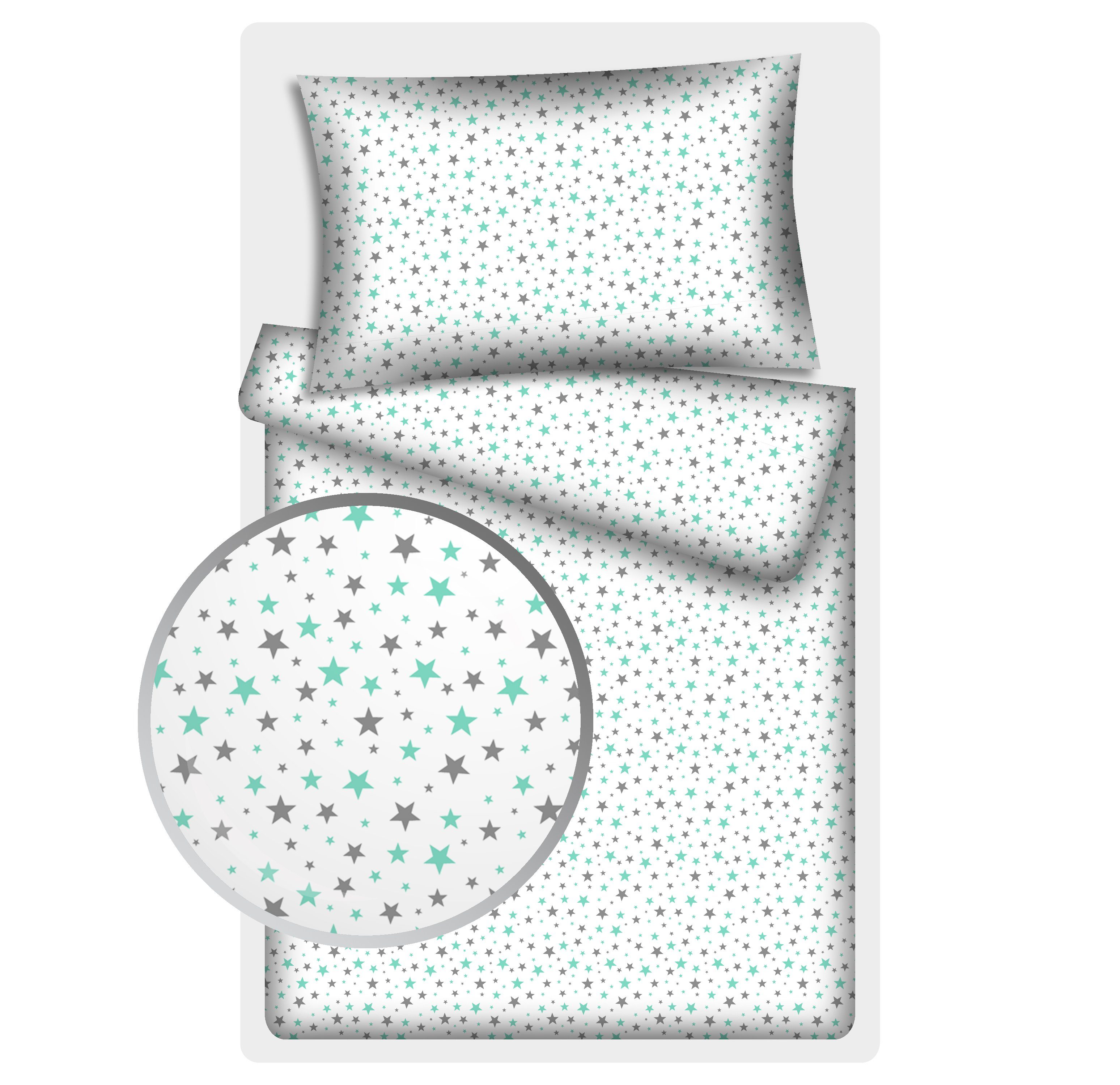 KiGATEX Kinderbettwäsche Stars 100% Baumwolle 40x60/100x135 günstig online kaufen